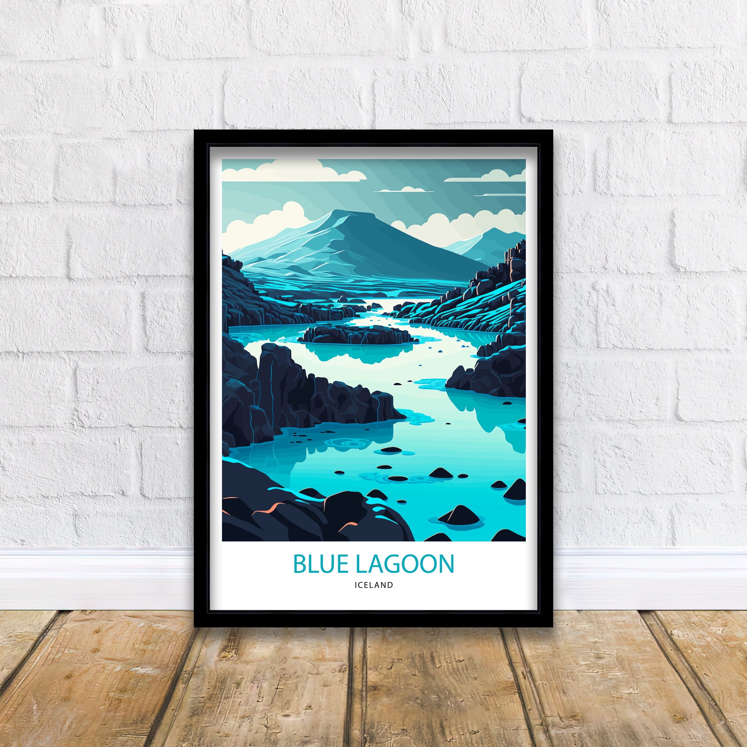 Blue Lagoon Iceland Travel Print | Minimalist Landscape Art