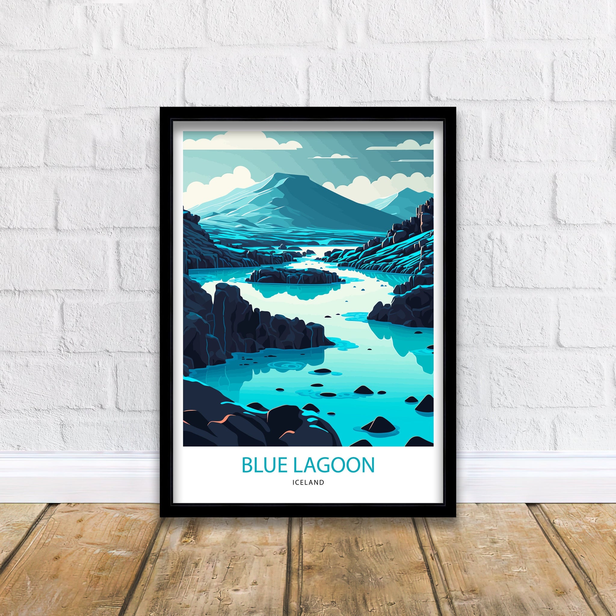 Blue Lagoon Iceland Travel Print | Minimalist Landscape Art