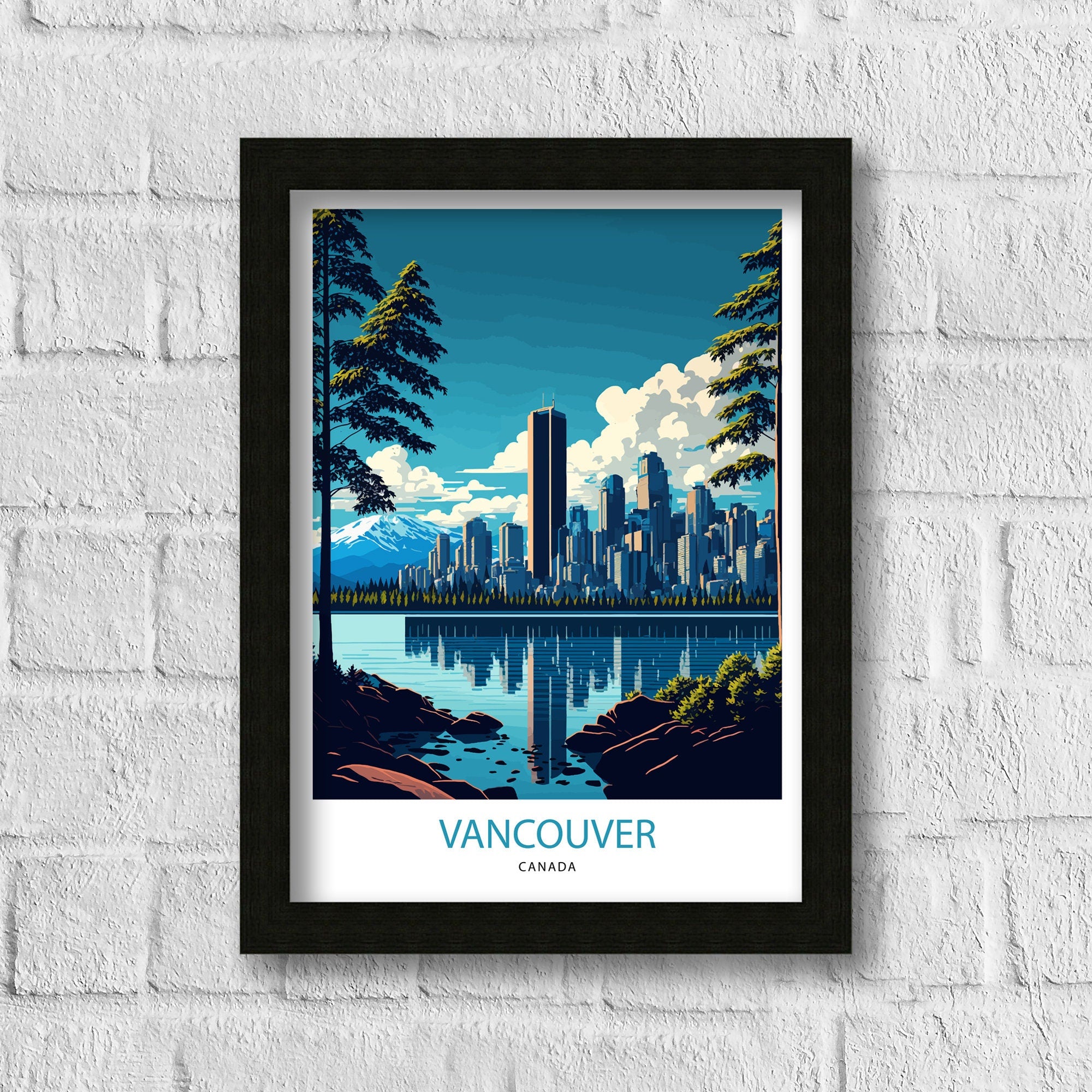 Vancouver Skyline Travel Poster | British Columbia, Canada