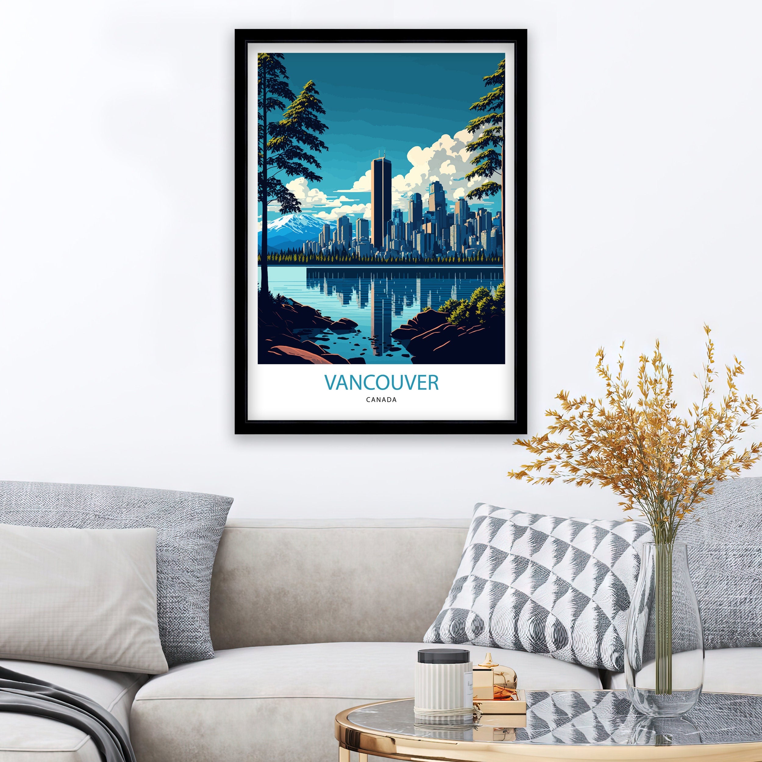 Vancouver Skyline Travel Poster | British Columbia, Canada