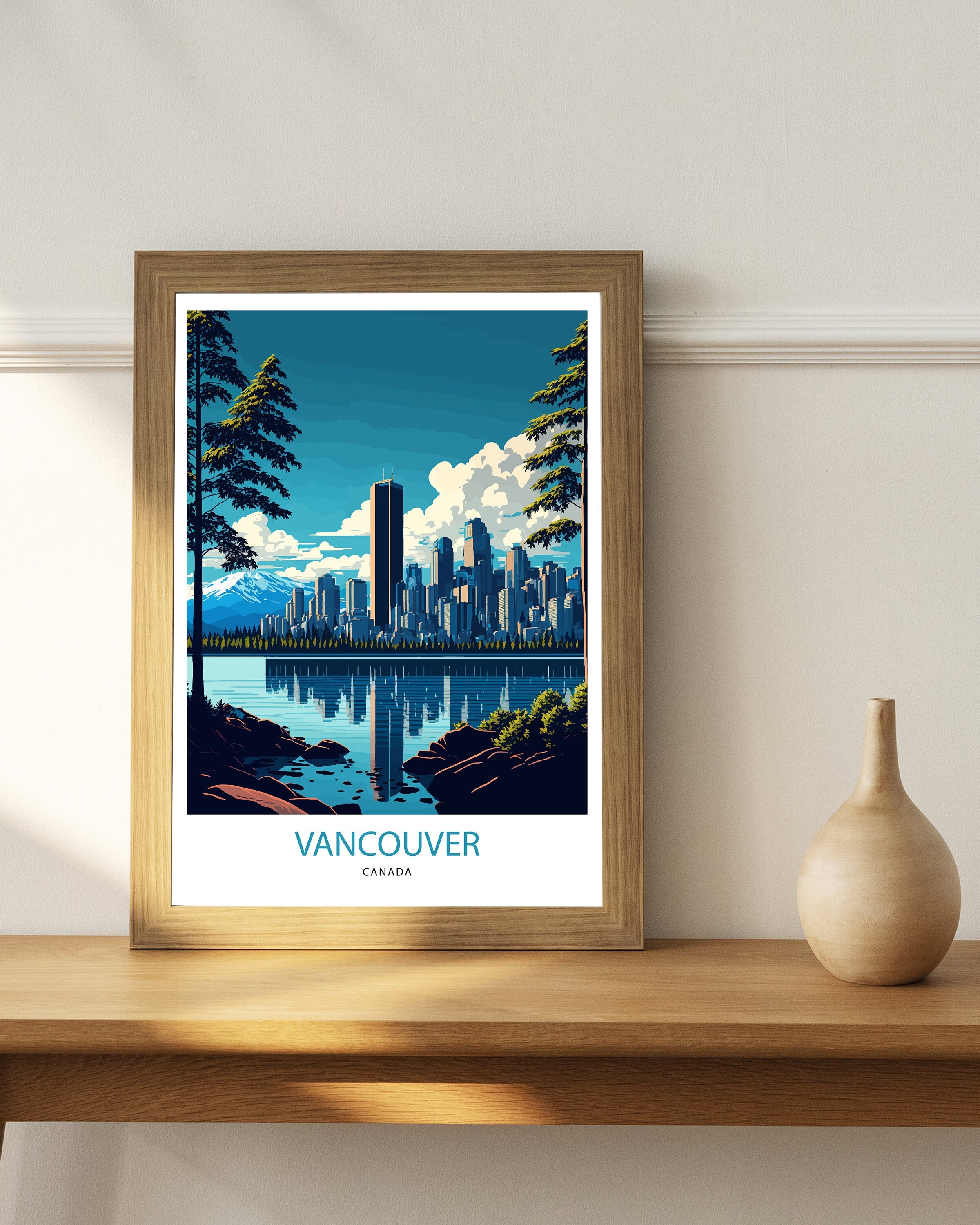 Vancouver Skyline Travel Poster | British Columbia, Canada