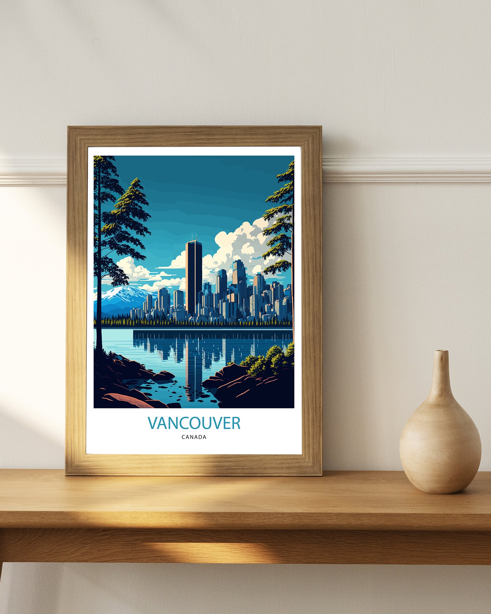 Vancouver Skyline Travel Poster | British Columbia, Canada