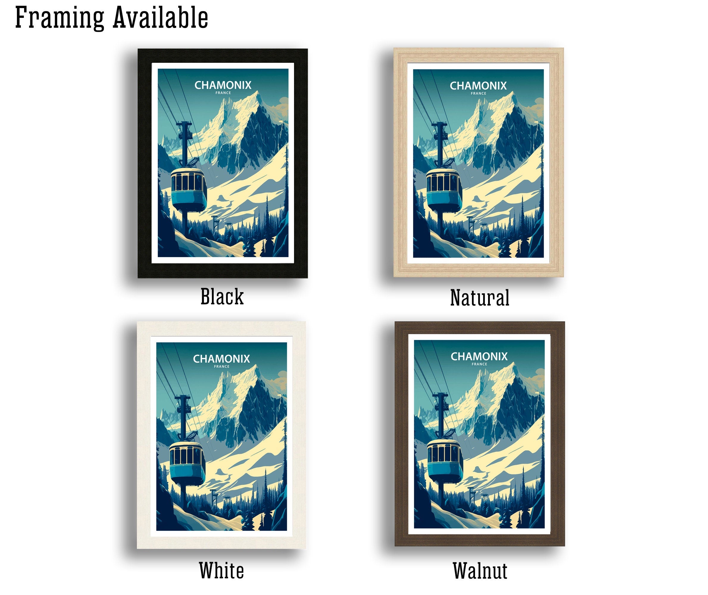 Chamonix Ski Poster | French Alps Travel Print