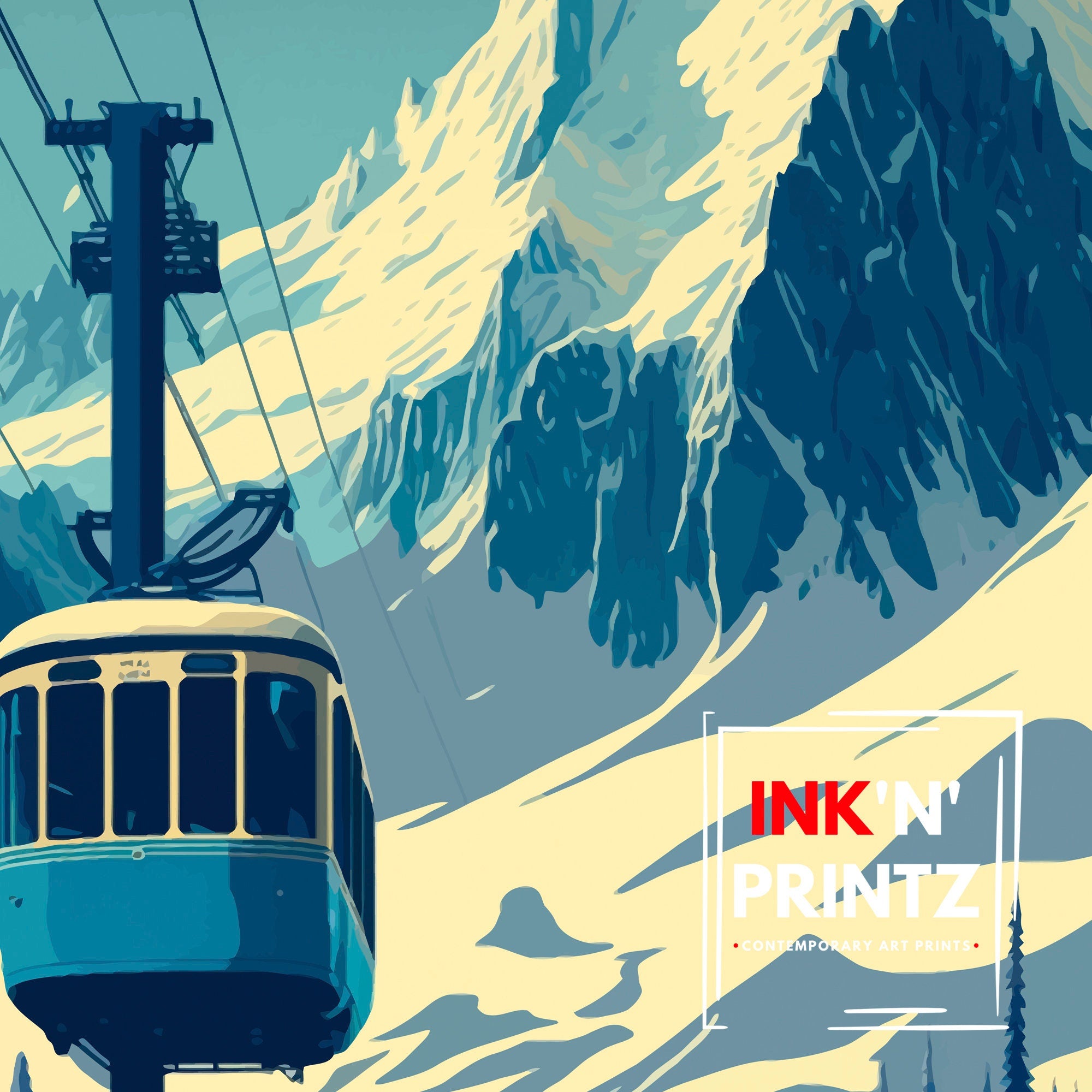 Chamonix Ski Poster | French Alps Travel Print