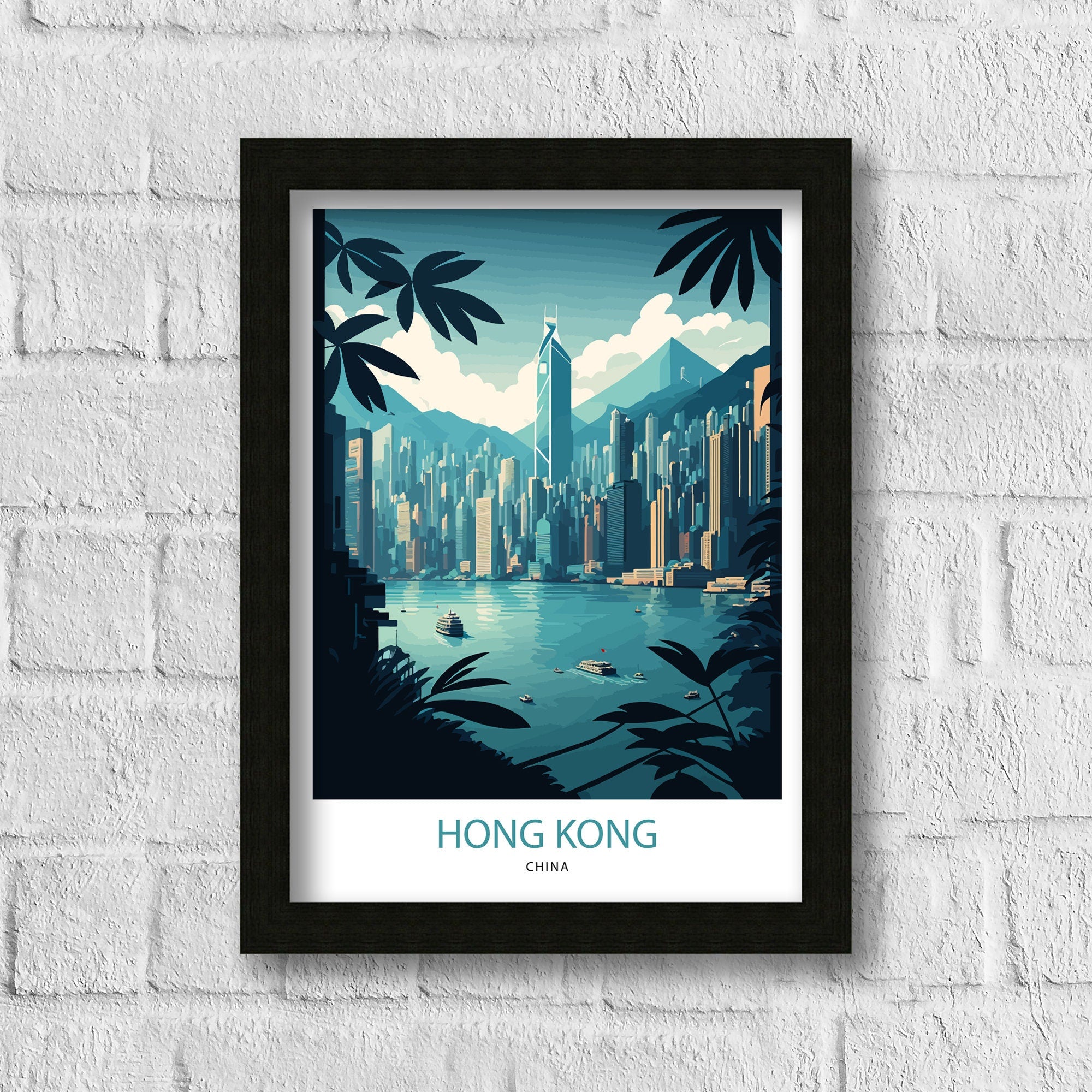 Hong Kong Skyline Art Print | Vibrant Travel Poster