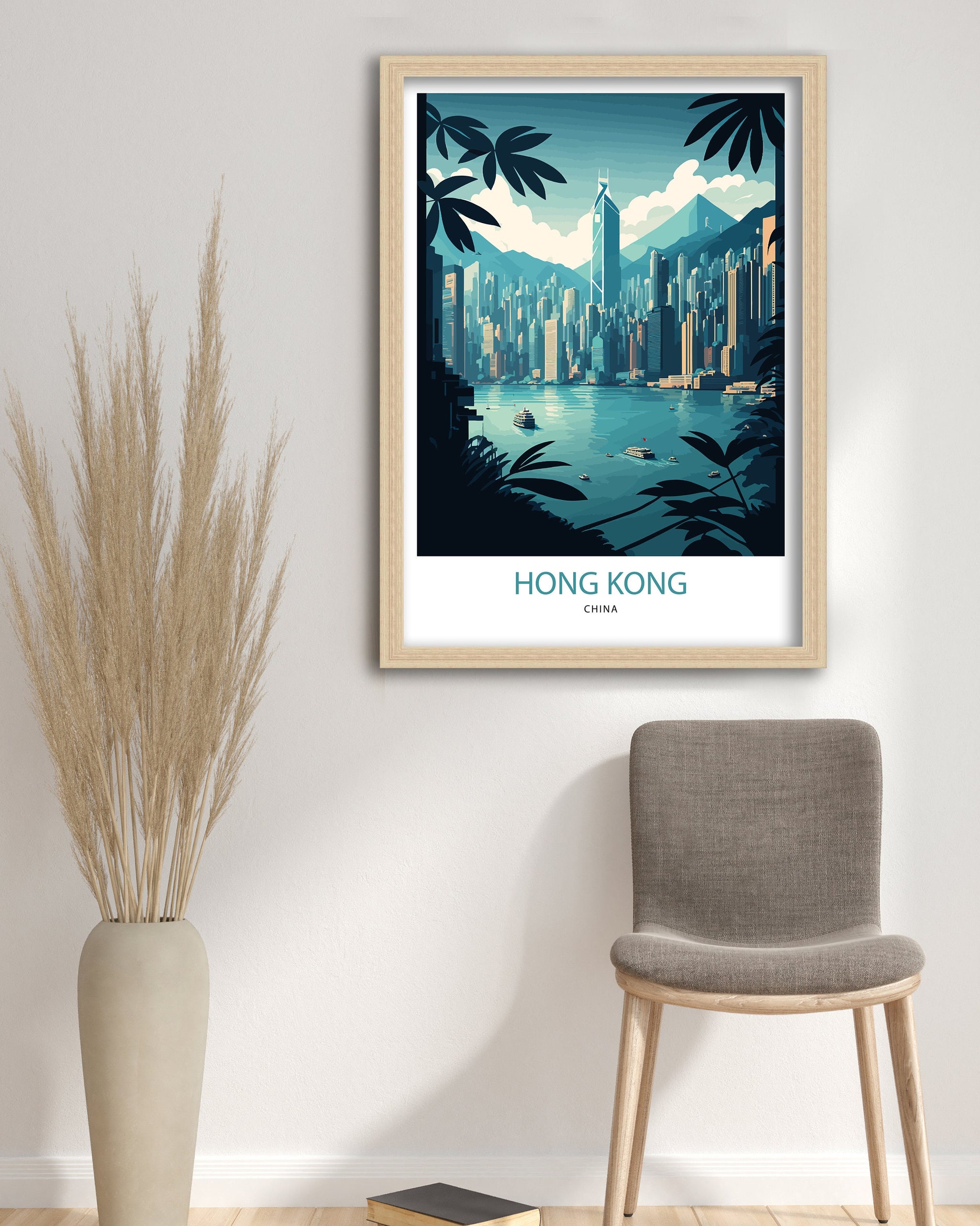 Hong Kong Skyline Art Print | Vibrant Travel Poster