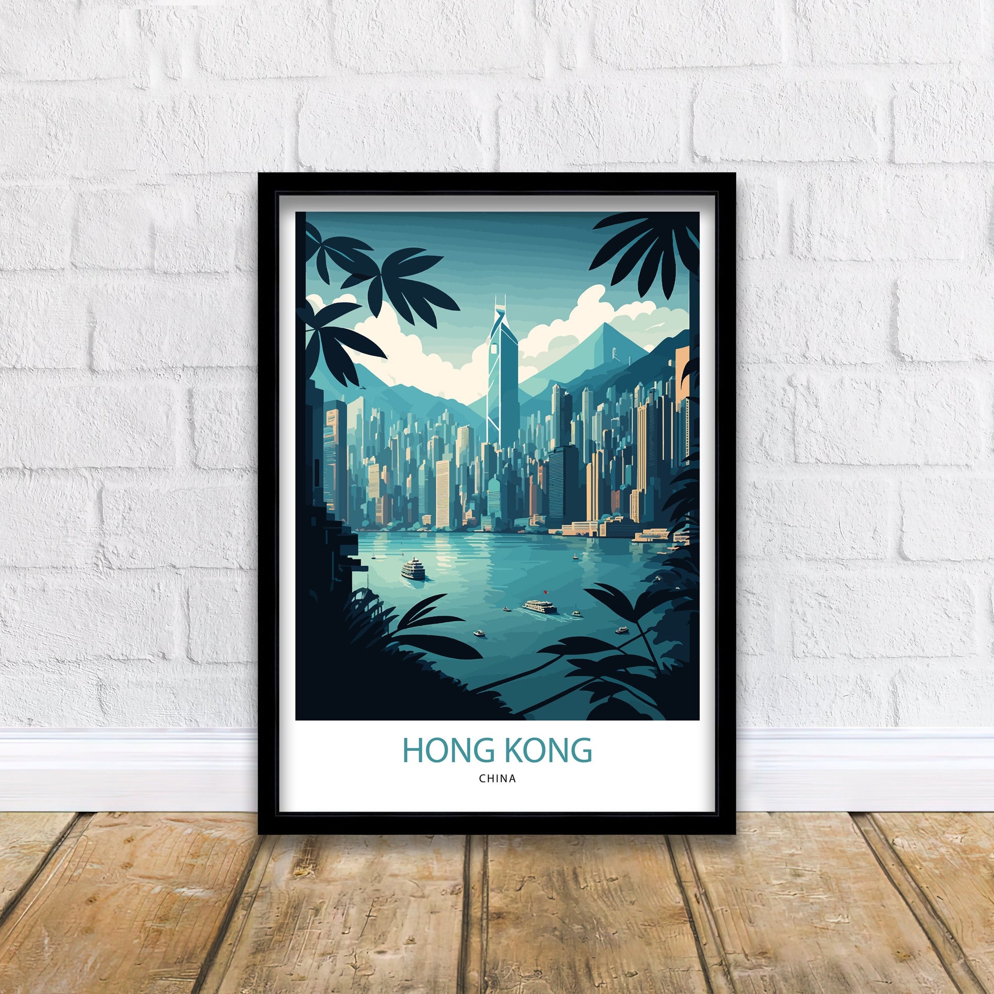 Hong Kong Skyline Art Print | Vibrant Travel Poster