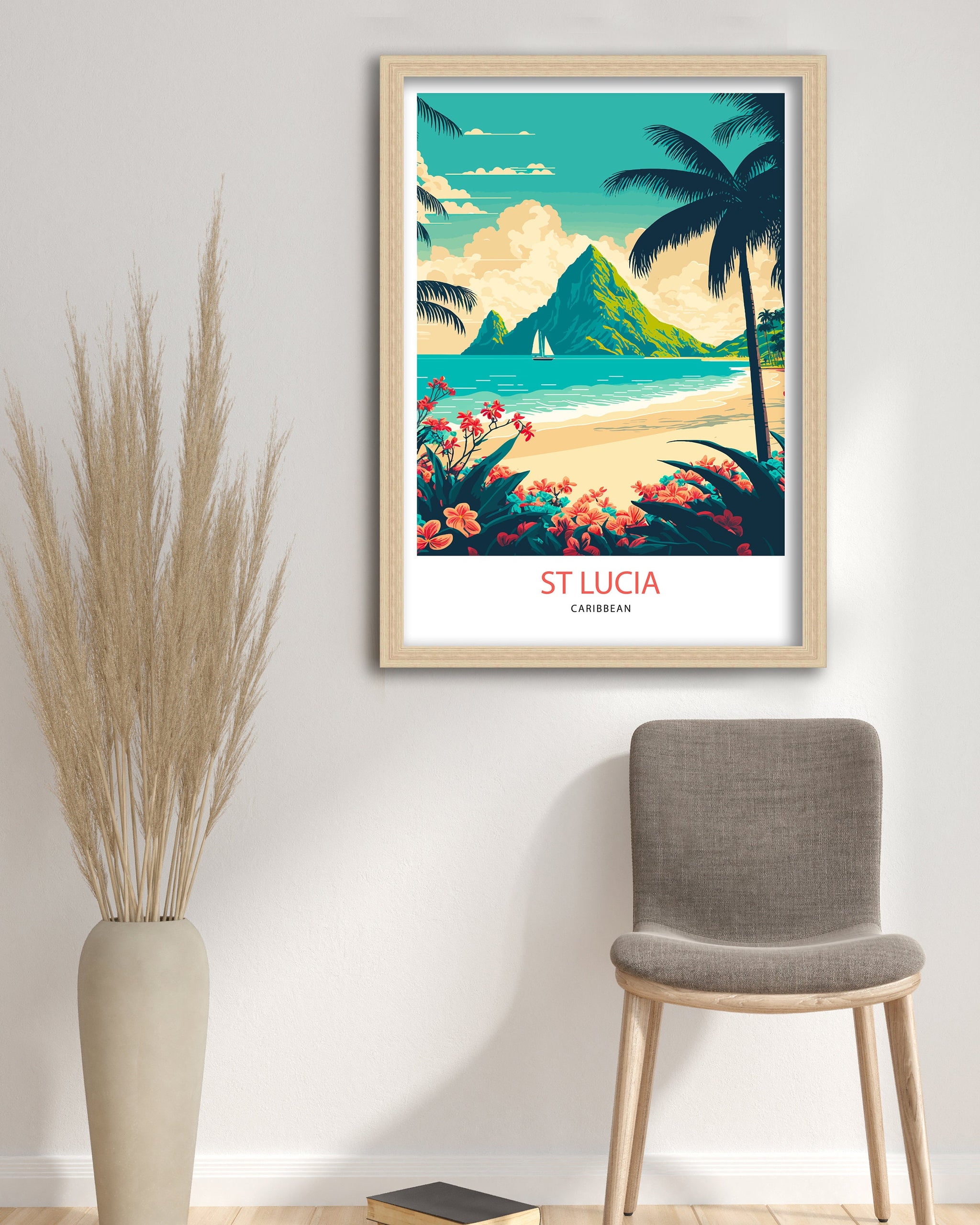 St Lucia Travel Poster | Caribbean Island Art Print