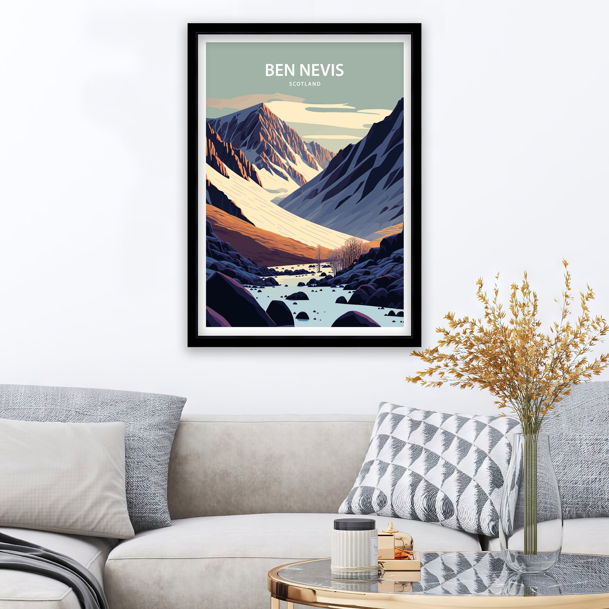 Ben Nevis Scotland Art Print | Mountain Peak Illustration
