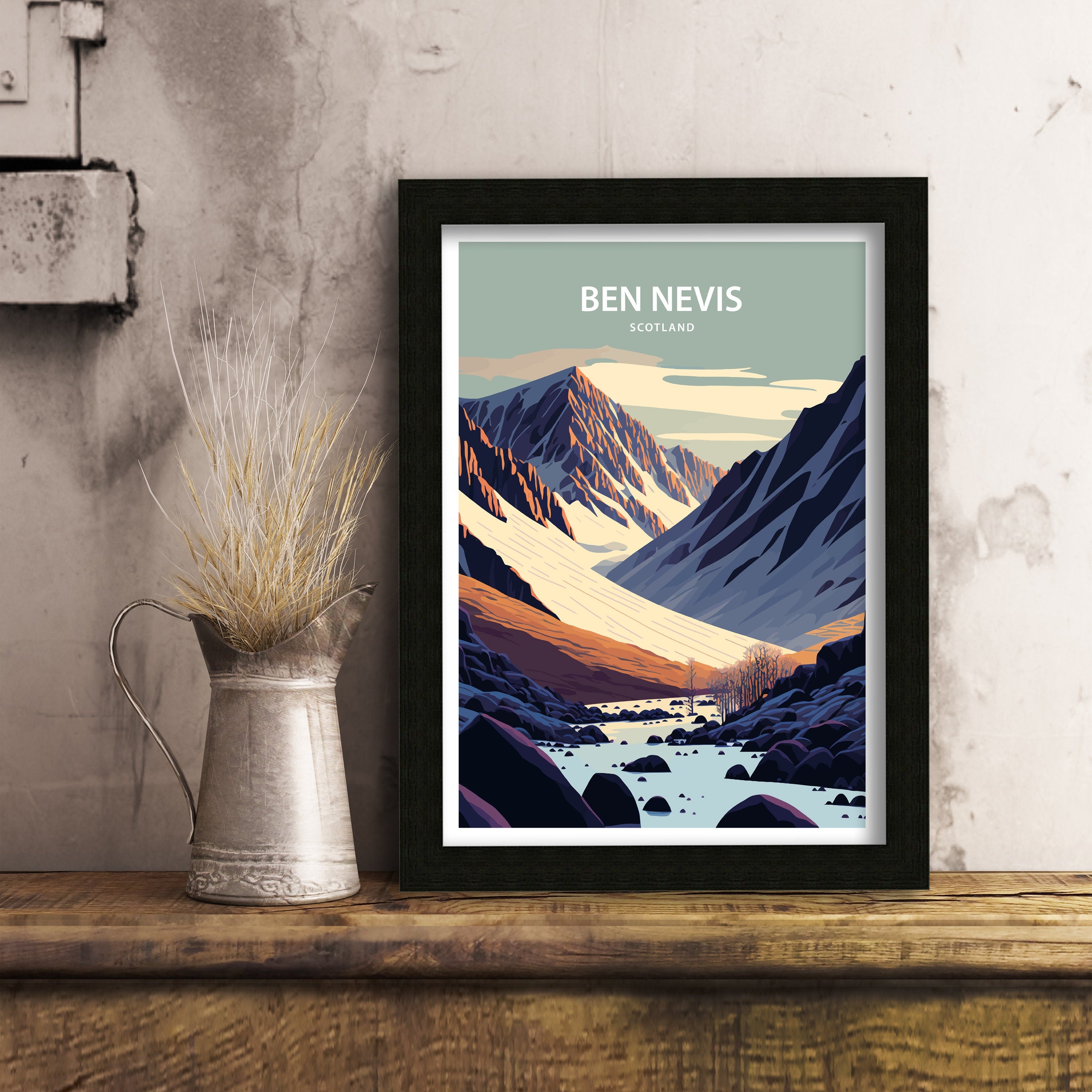 Ben Nevis Scotland Art Print | Mountain Peak Illustration