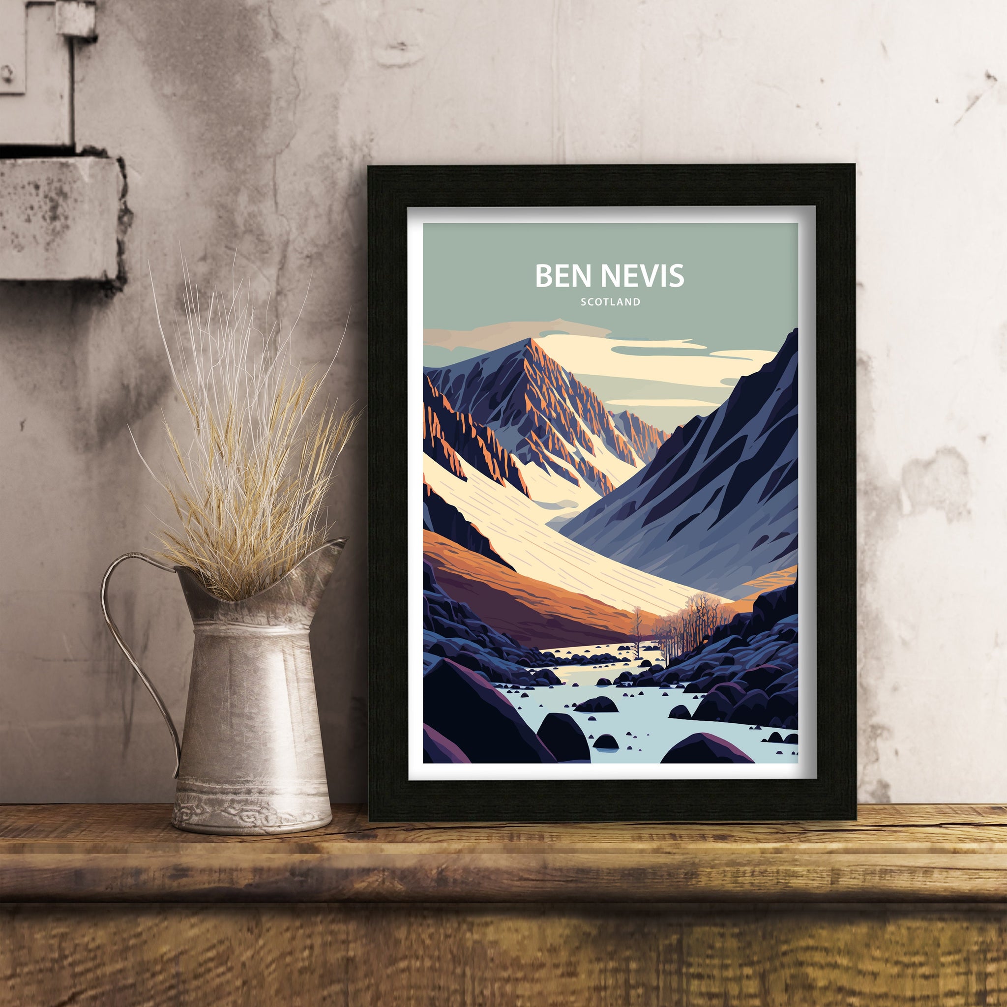 Ben Nevis Scotland Art Print | Mountain Peak Illustration