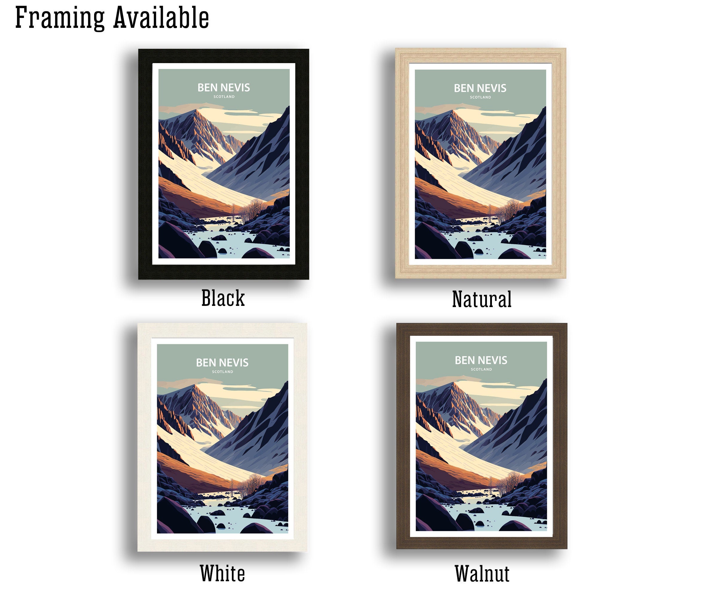 Ben Nevis Scotland Art Print | Mountain Peak Illustration