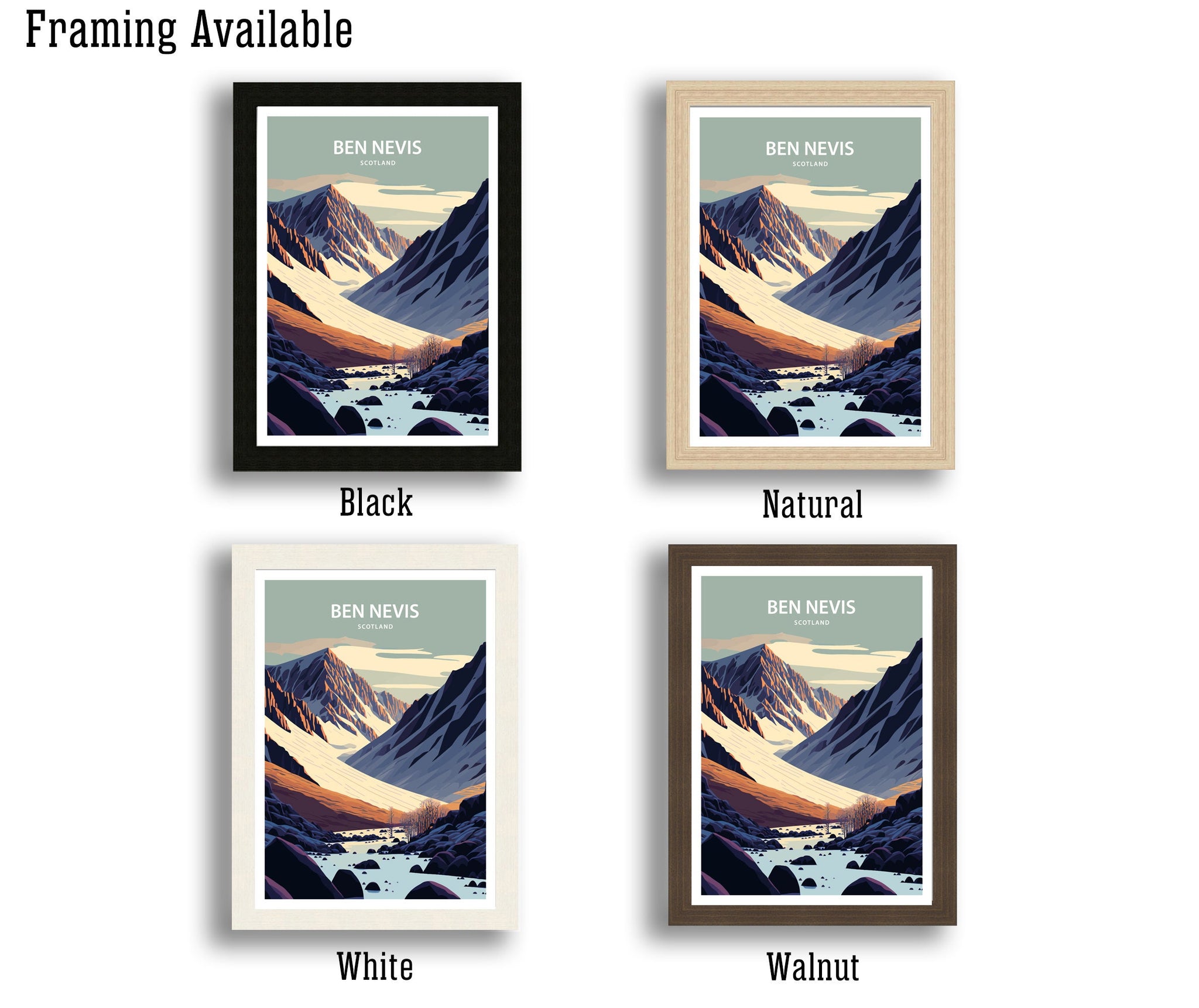Ben Nevis Scotland Art Print | Mountain Peak Illustration
