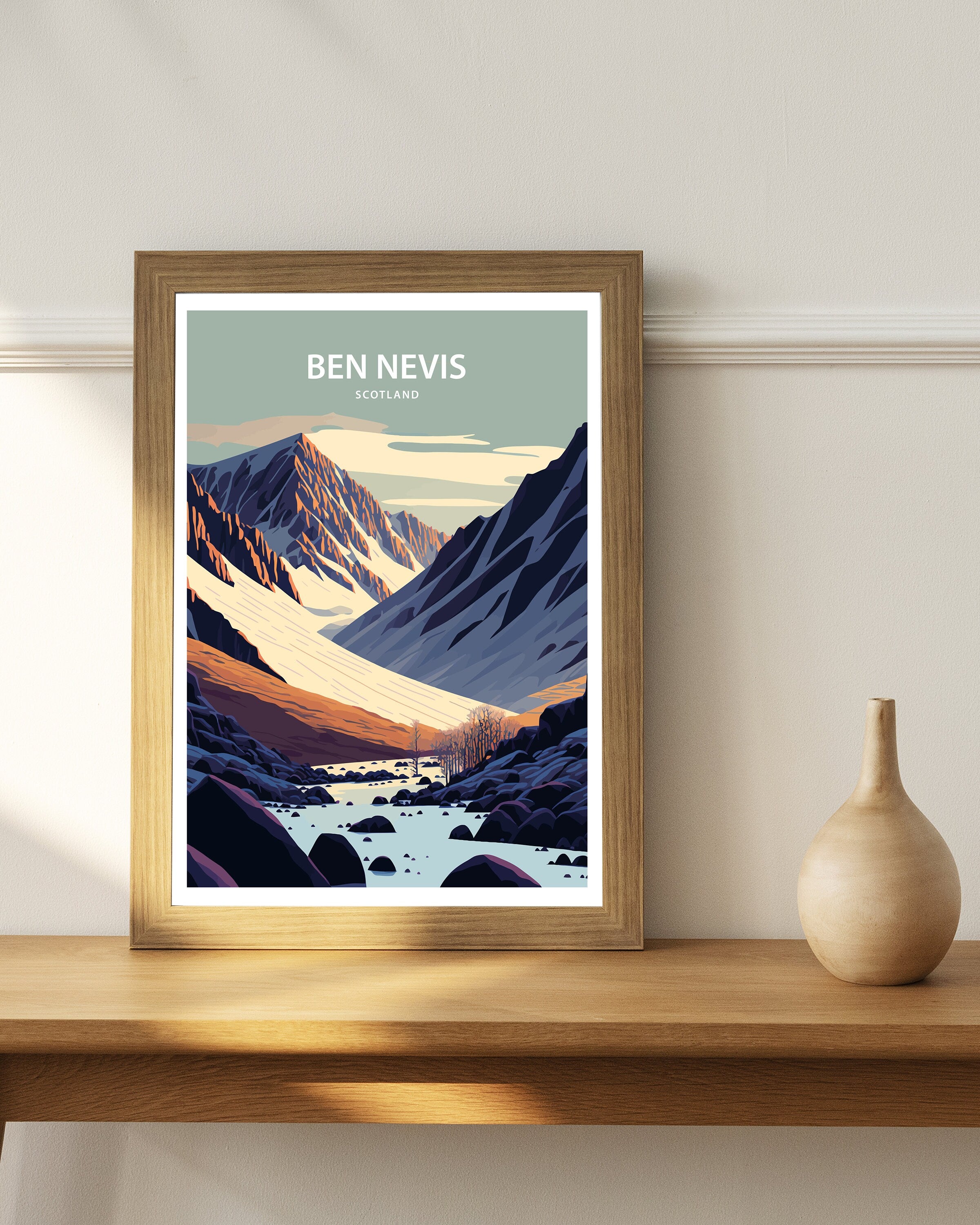 Ben Nevis Scotland Art Print | Mountain Peak Illustration