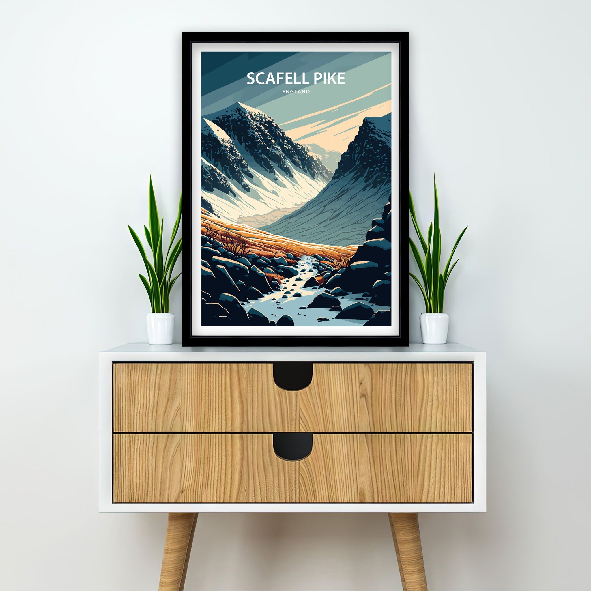 Scafell Pike Art Print | Lake District Travel Poster