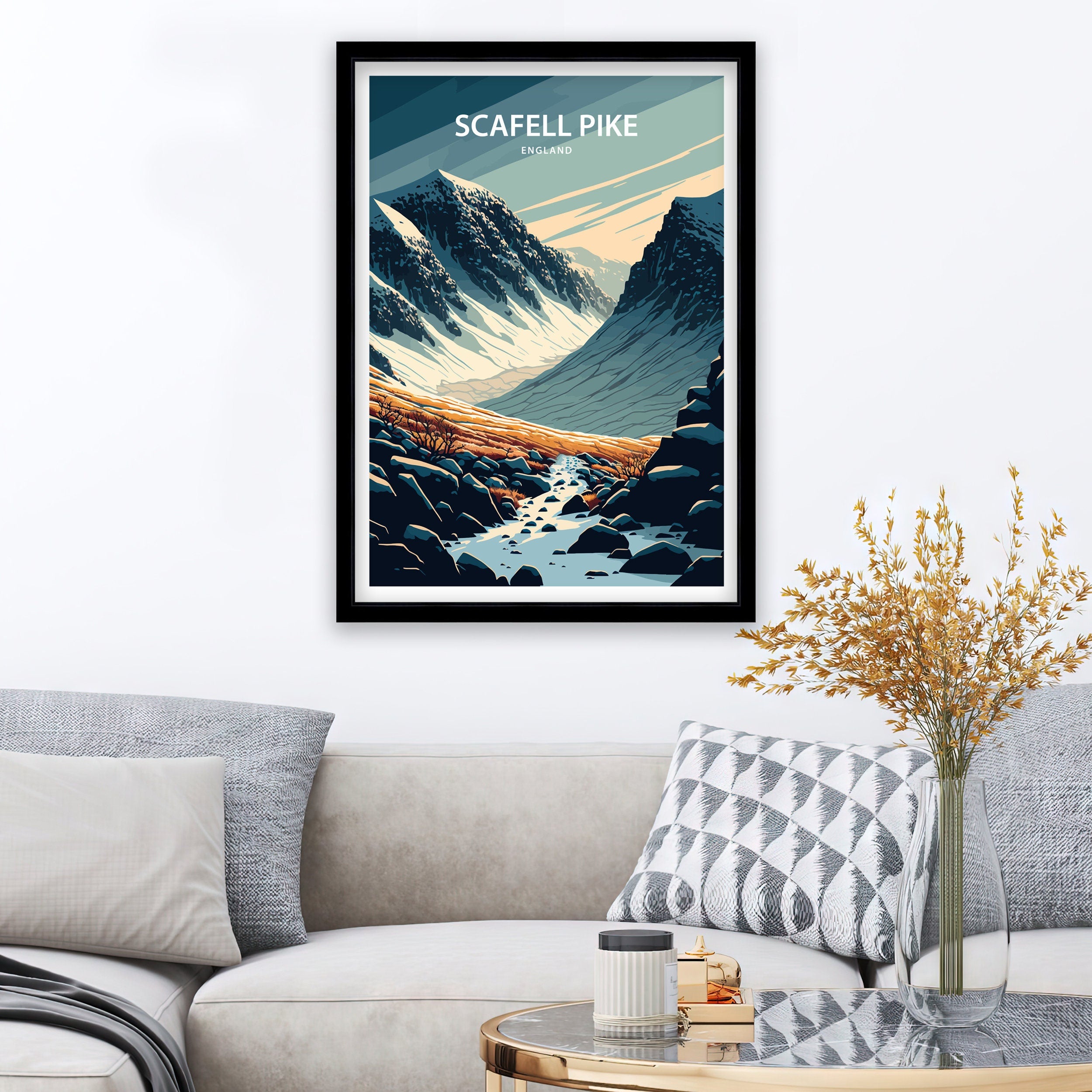 Scafell Pike Art Print | Lake District Travel Poster