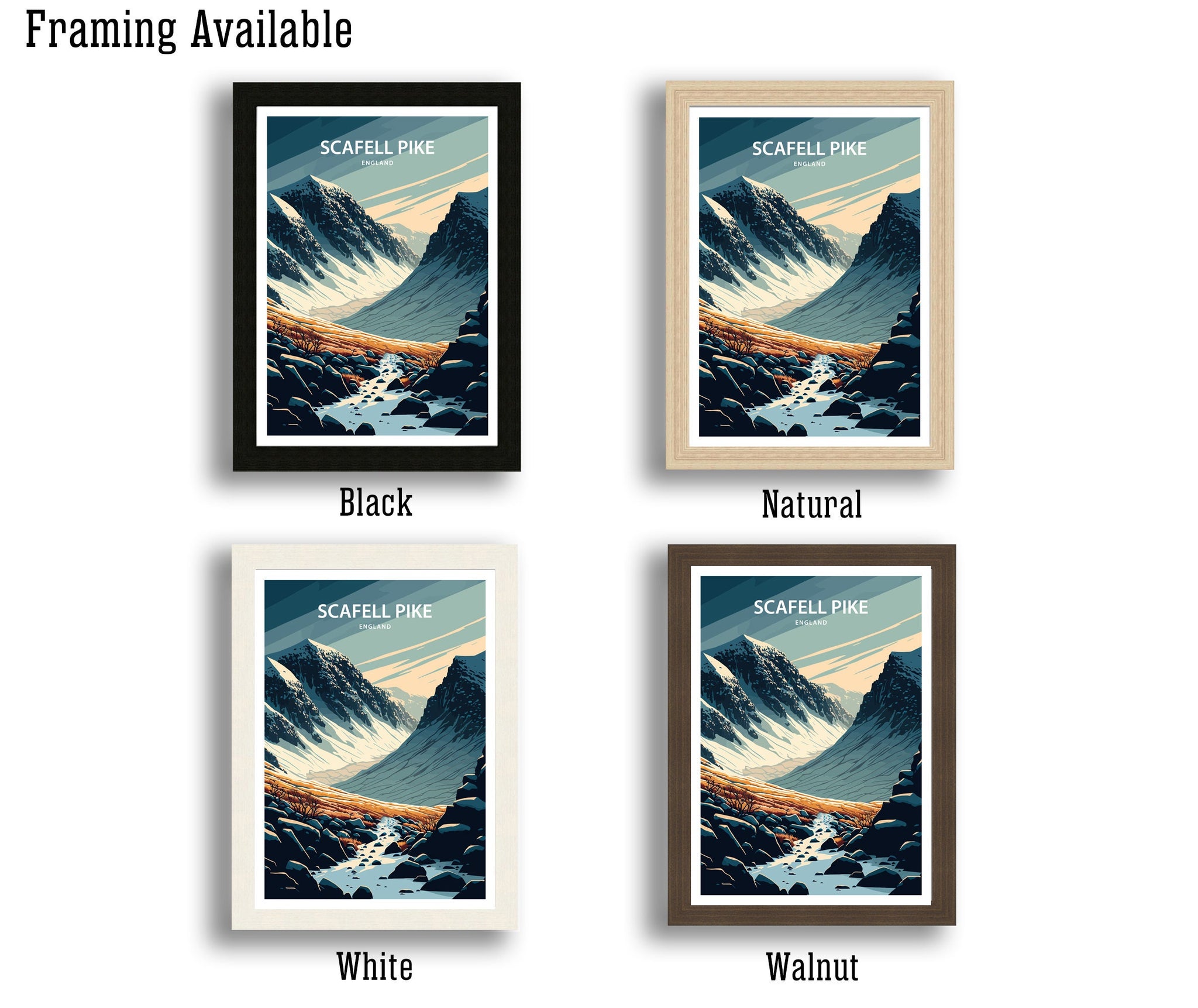 Scafell Pike Art Print | Lake District Travel Poster