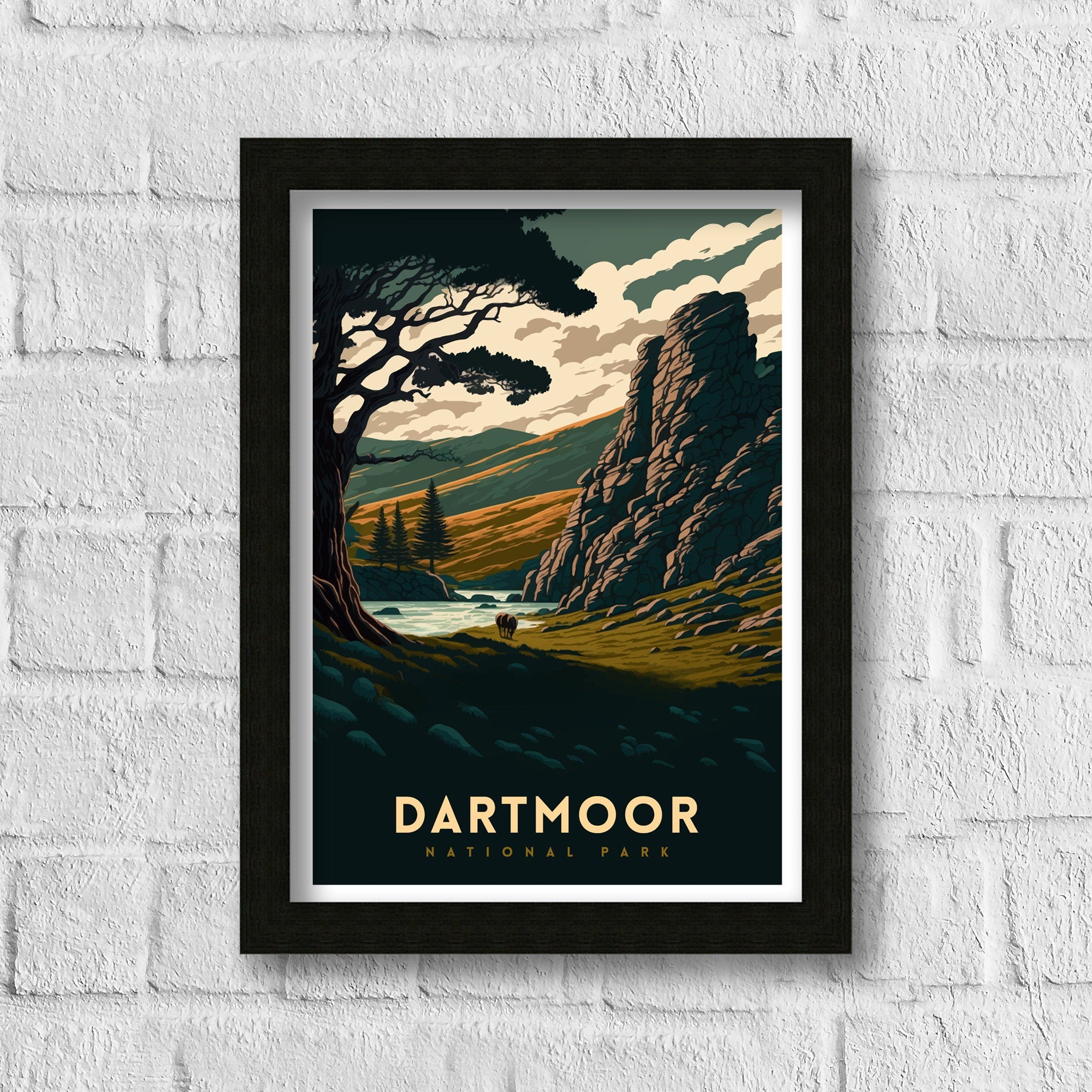 Dartmoor National Park Travel Poster | Devon Landscape Art Print