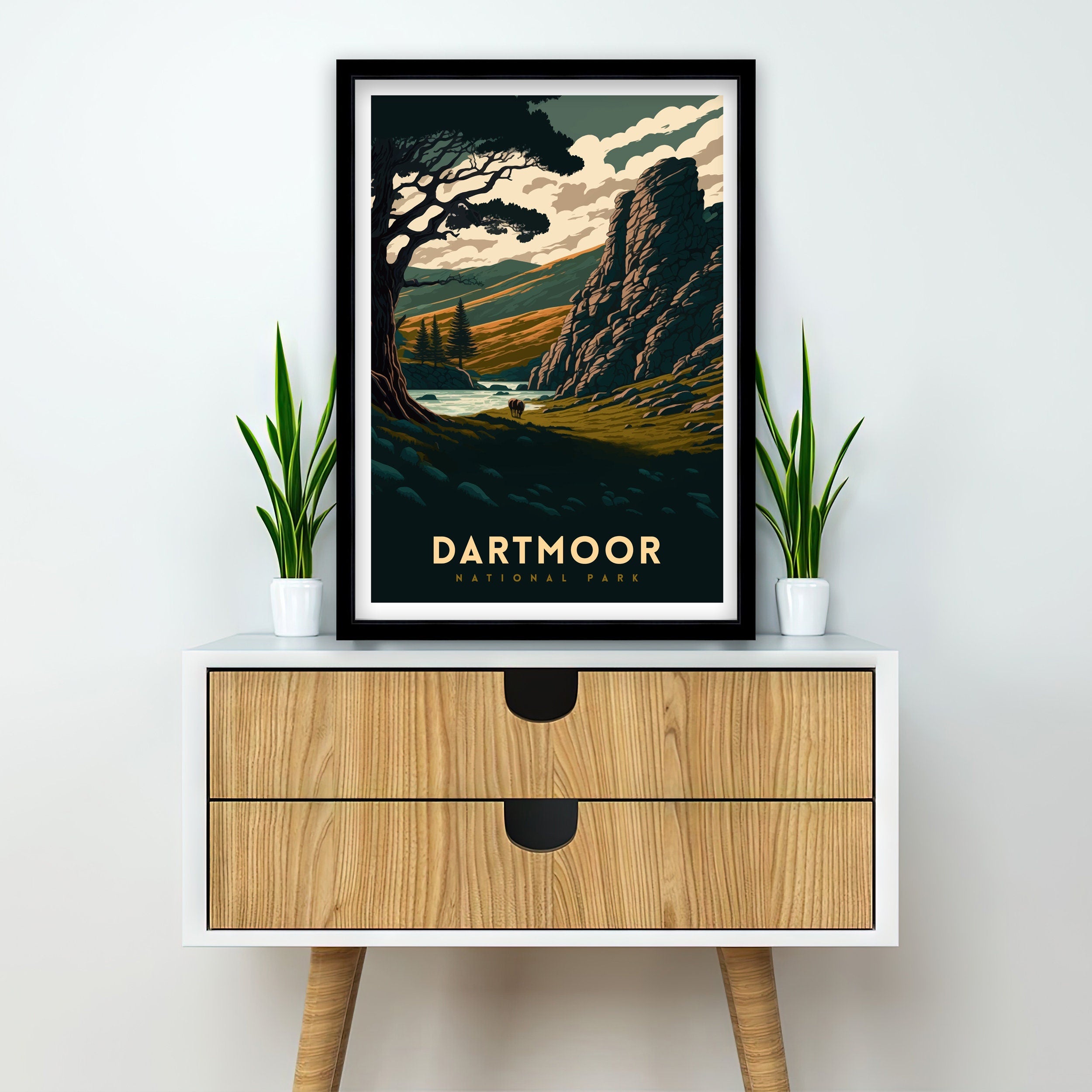 Dartmoor National Park Travel Poster | Devon Landscape Art Print