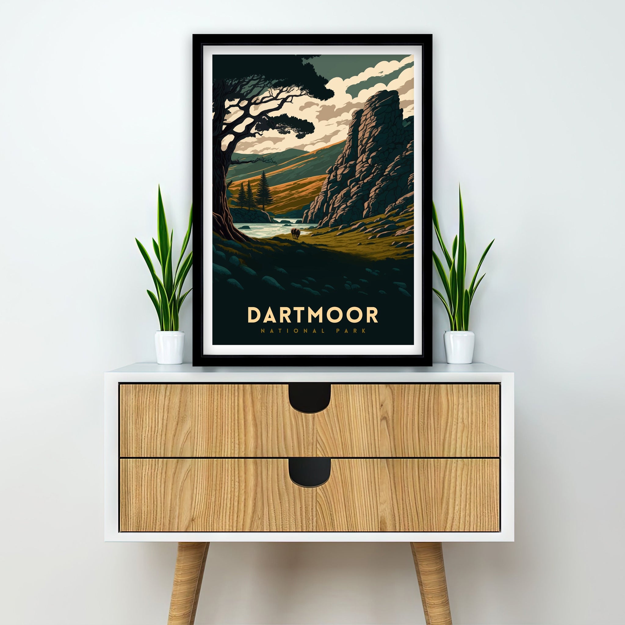 Dartmoor National Park Travel Poster | Devon Landscape Art Print
