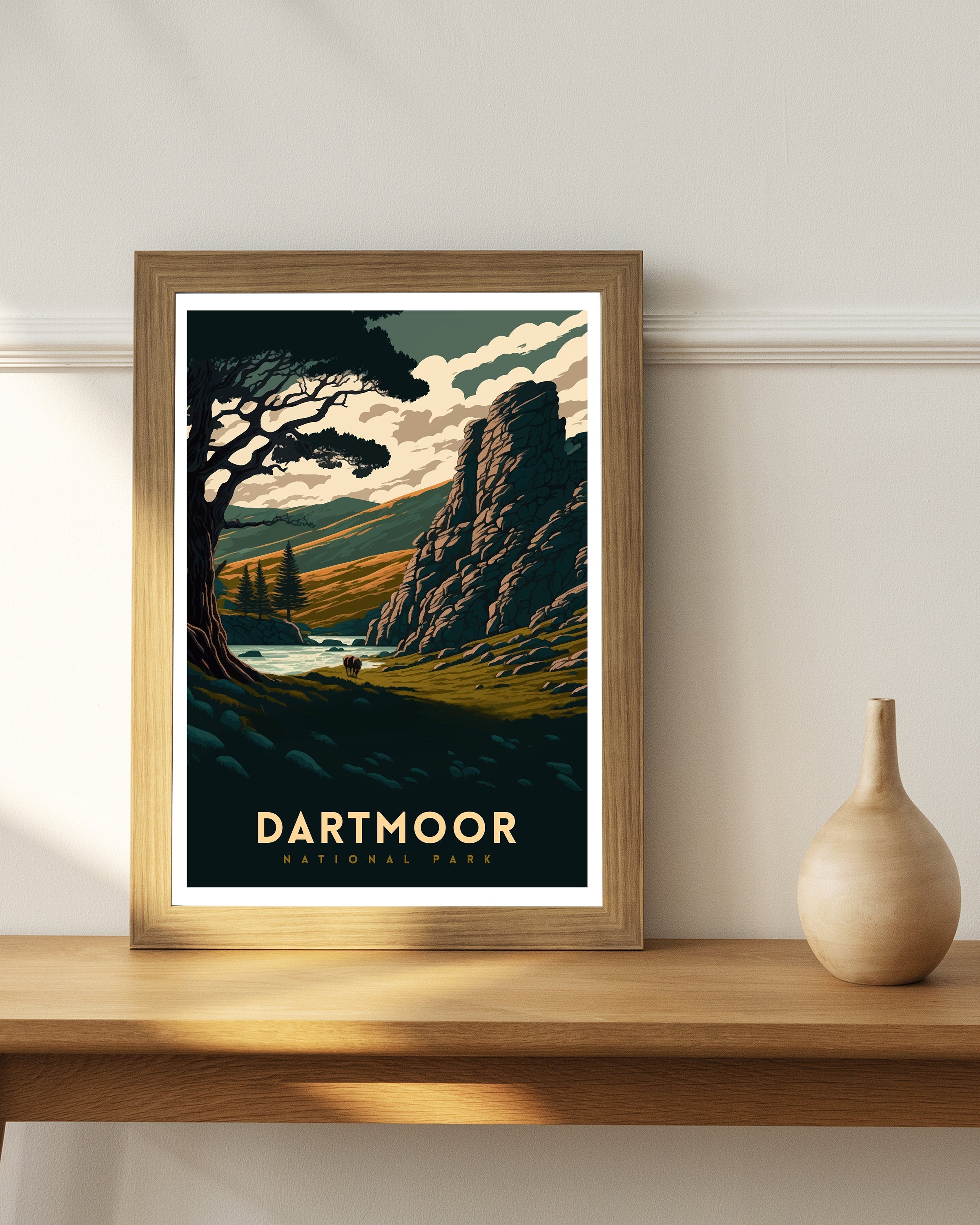 Dartmoor National Park Travel Poster | Devon Landscape Art Print