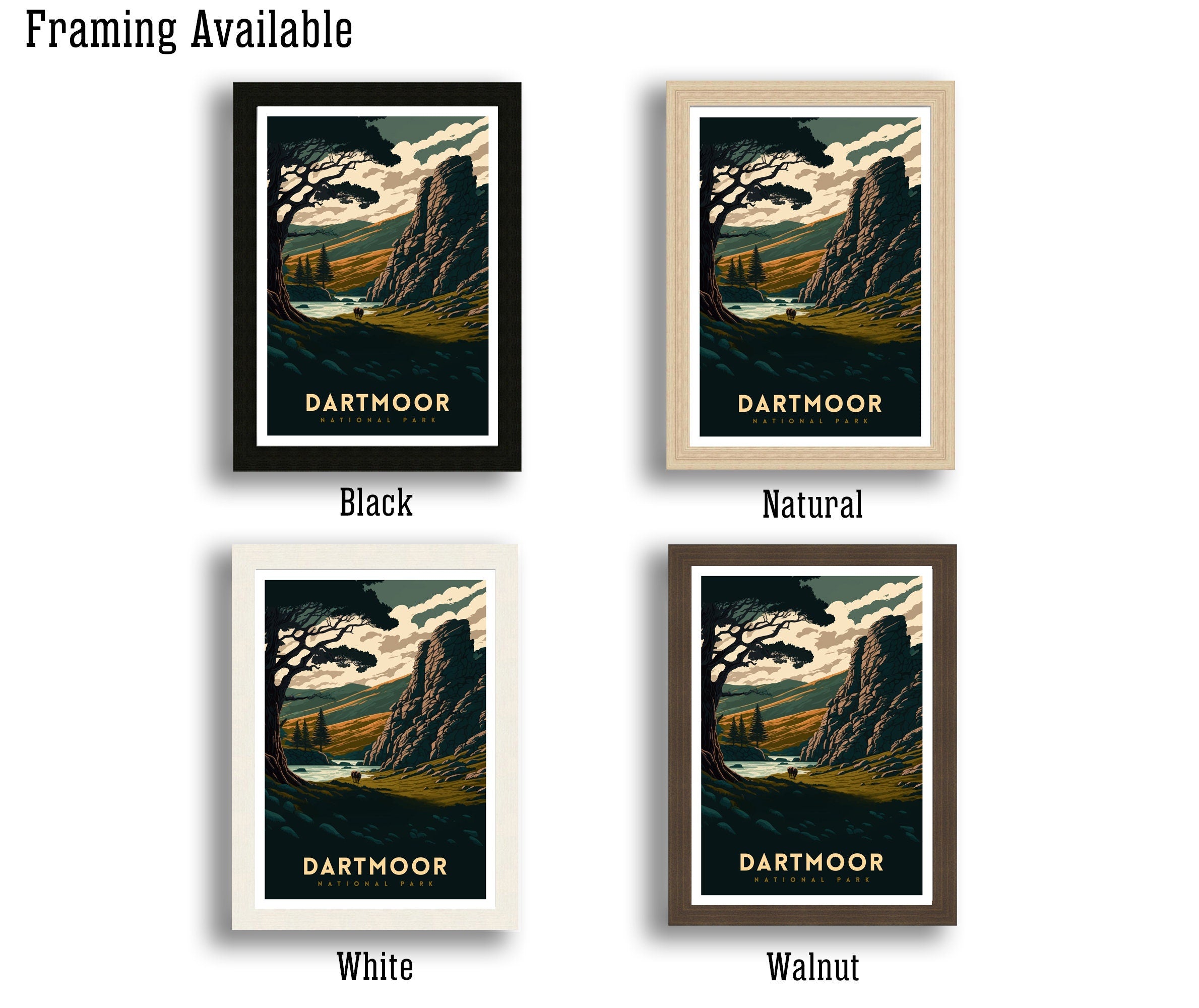 Dartmoor National Park Travel Poster | Devon Landscape Art Print
