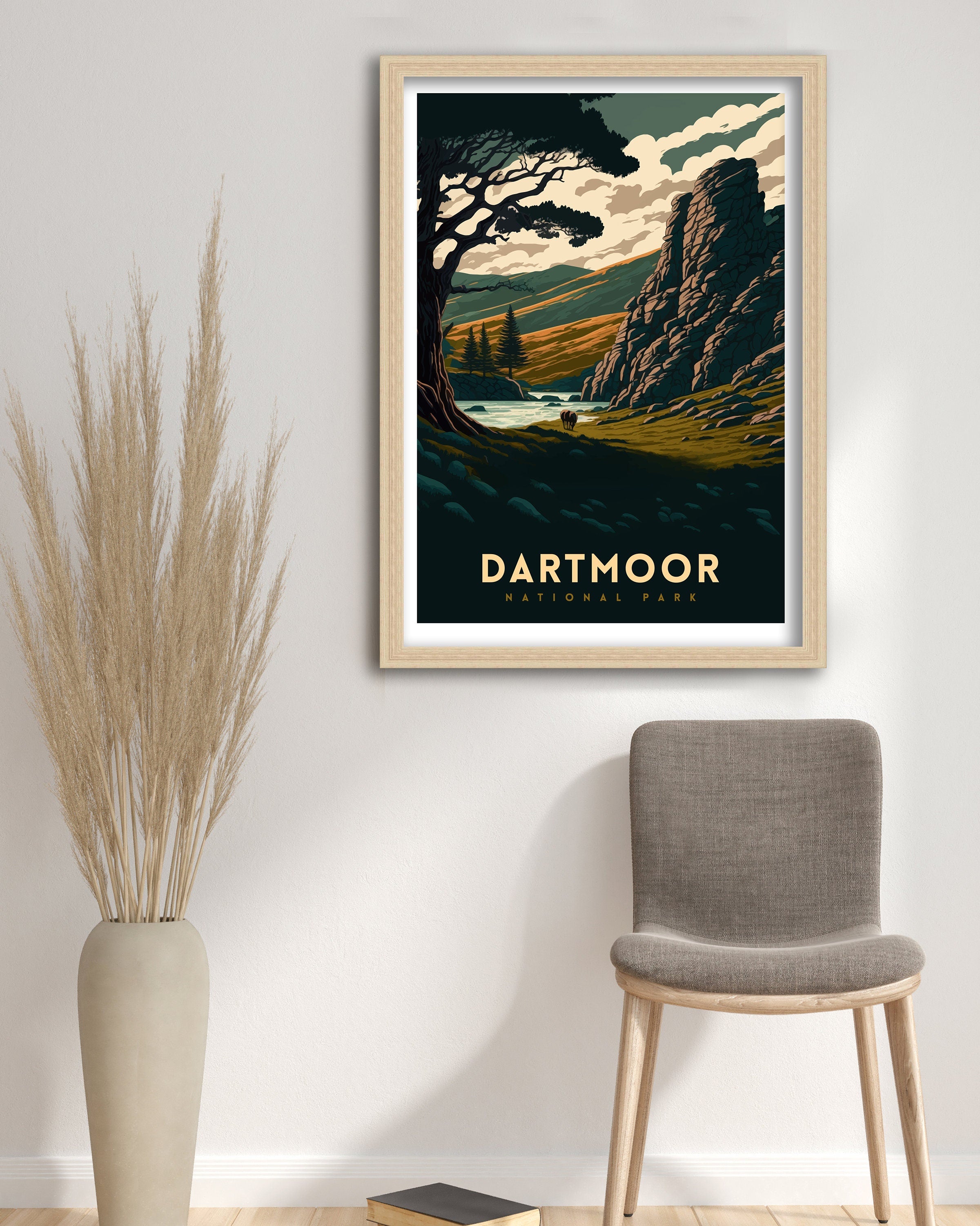 Dartmoor National Park Travel Poster | Devon Landscape Art Print