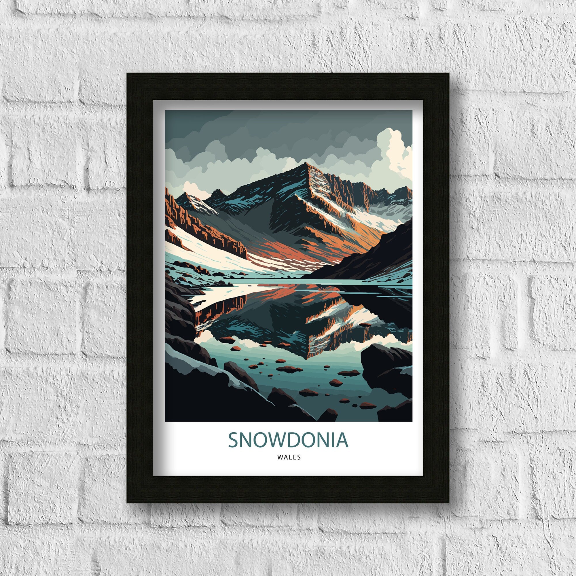 Snowdonia Mountain Landscape Art Print | Wales Travel Poster