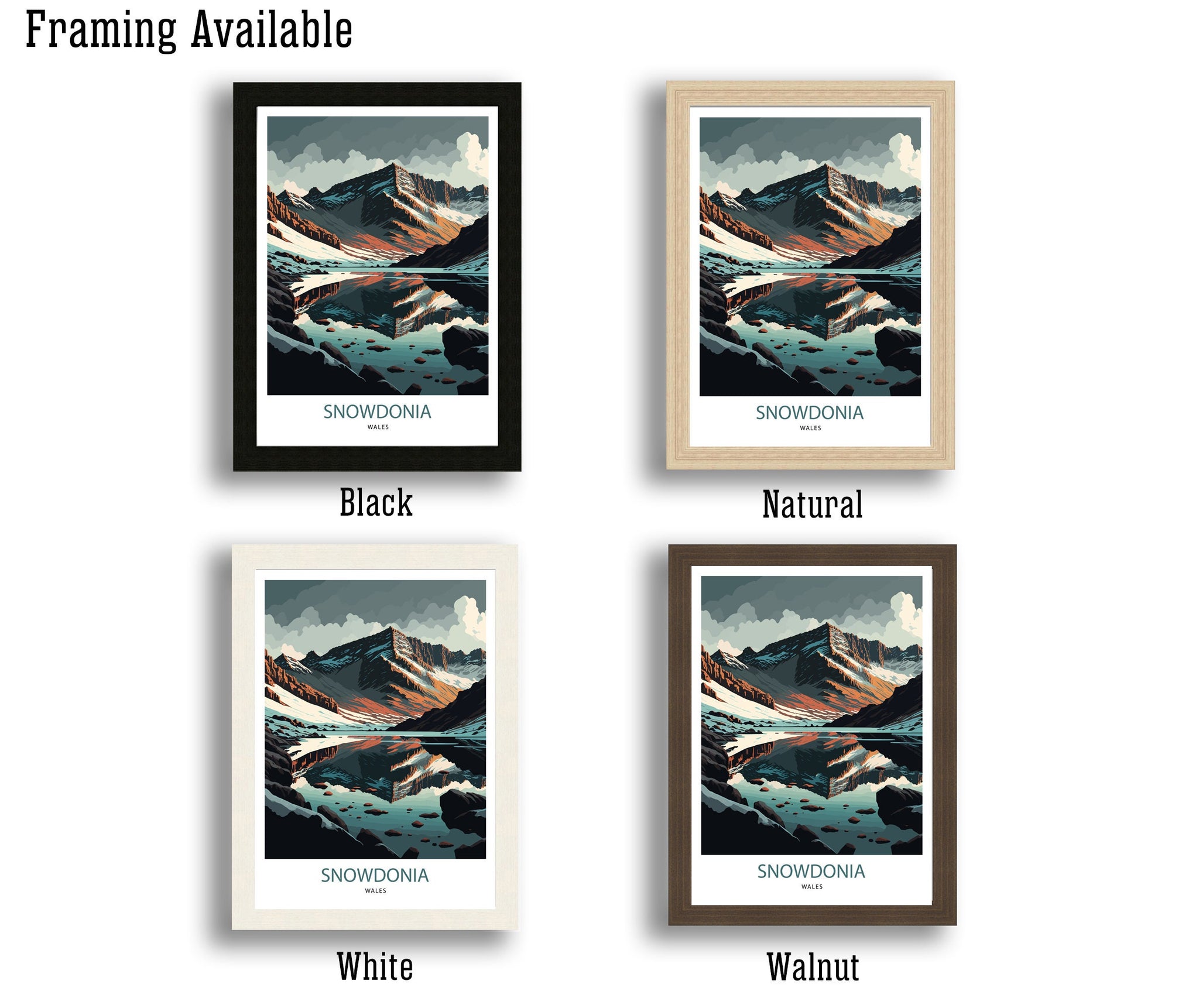 Snowdonia Mountain Landscape Art Print | Wales Travel Poster