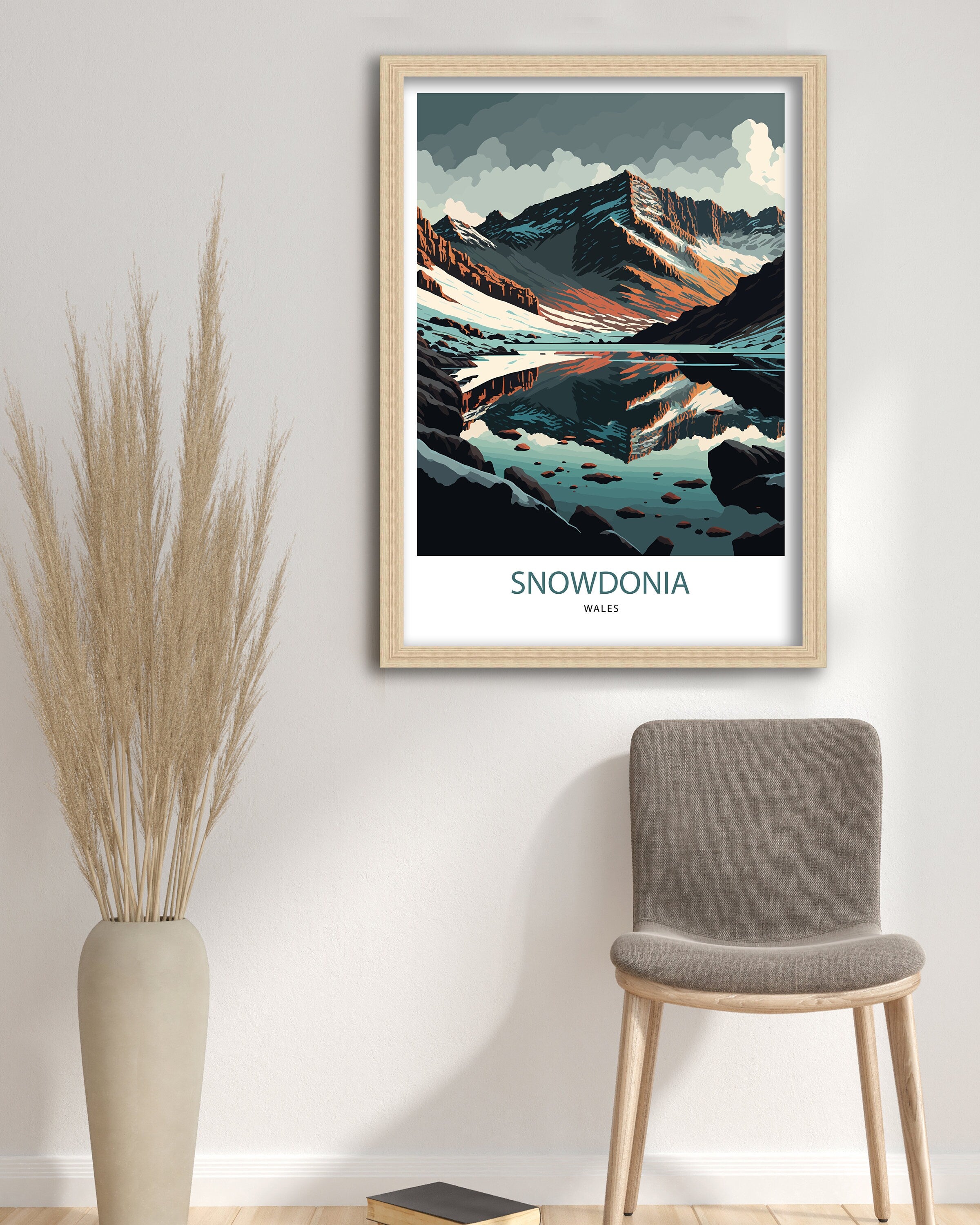 Snowdonia Mountain Landscape Art Print | Wales Travel Poster