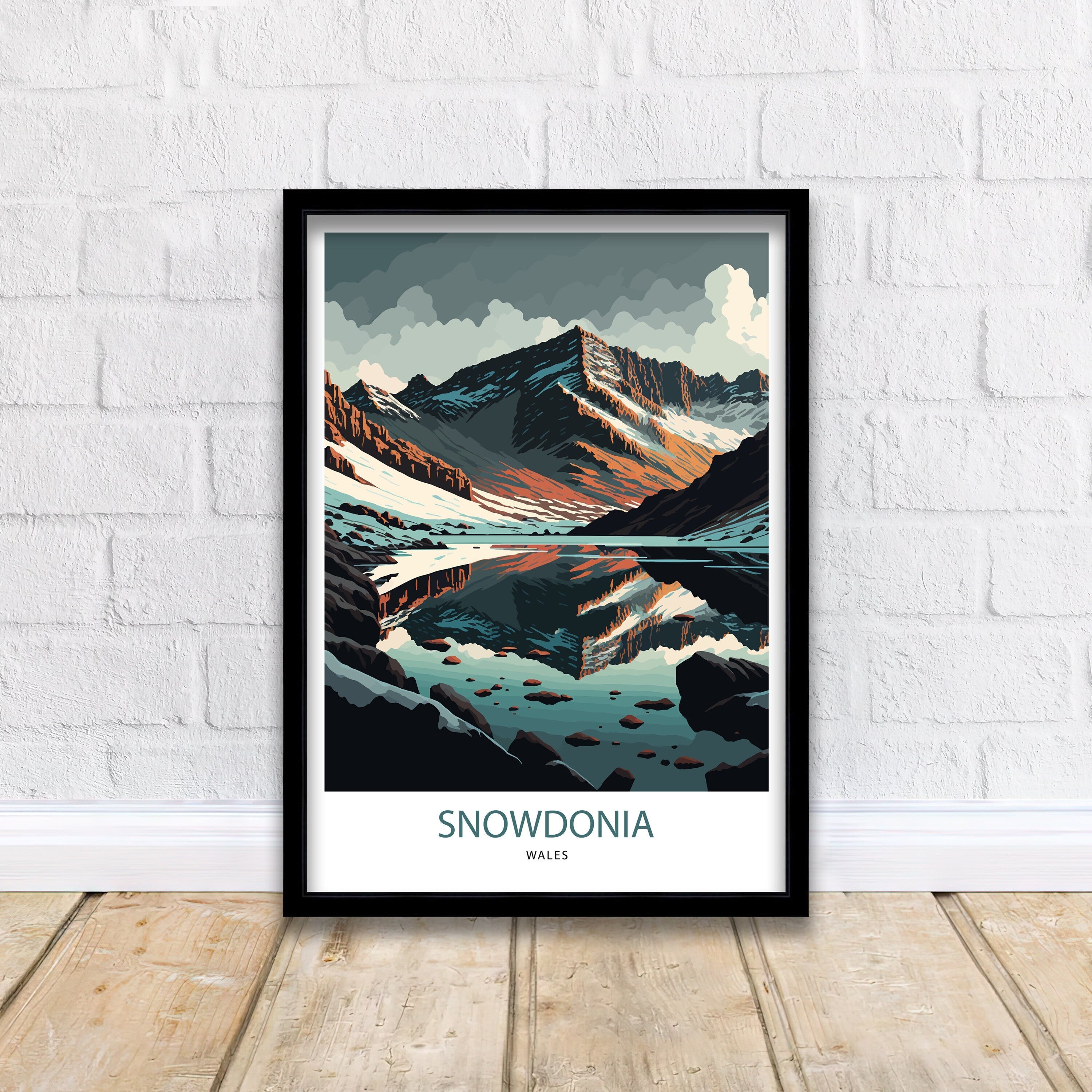 Snowdonia Mountain Landscape Art Print | Wales Travel Poster