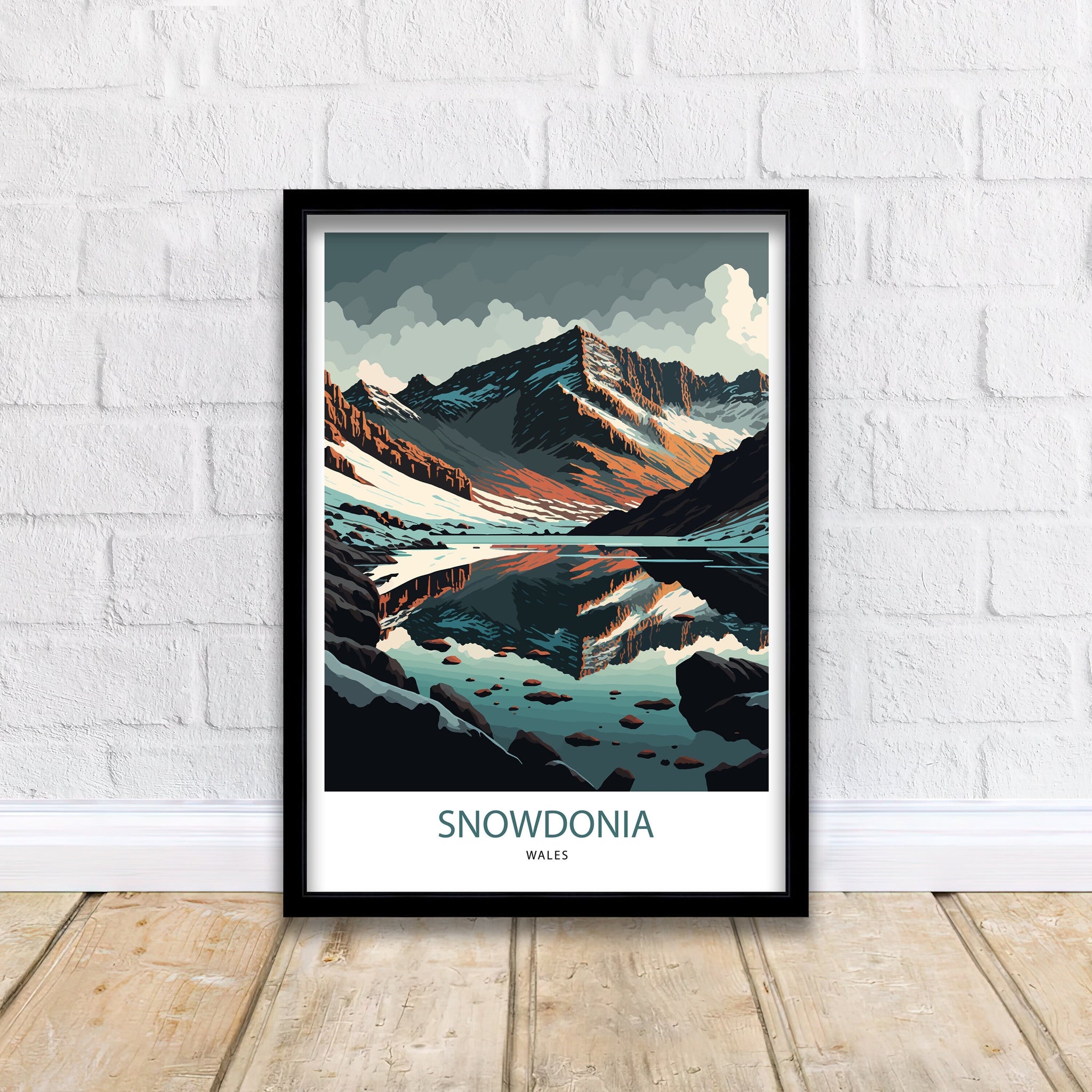 Snowdonia Mountain Landscape Art Print | Wales Travel Poster