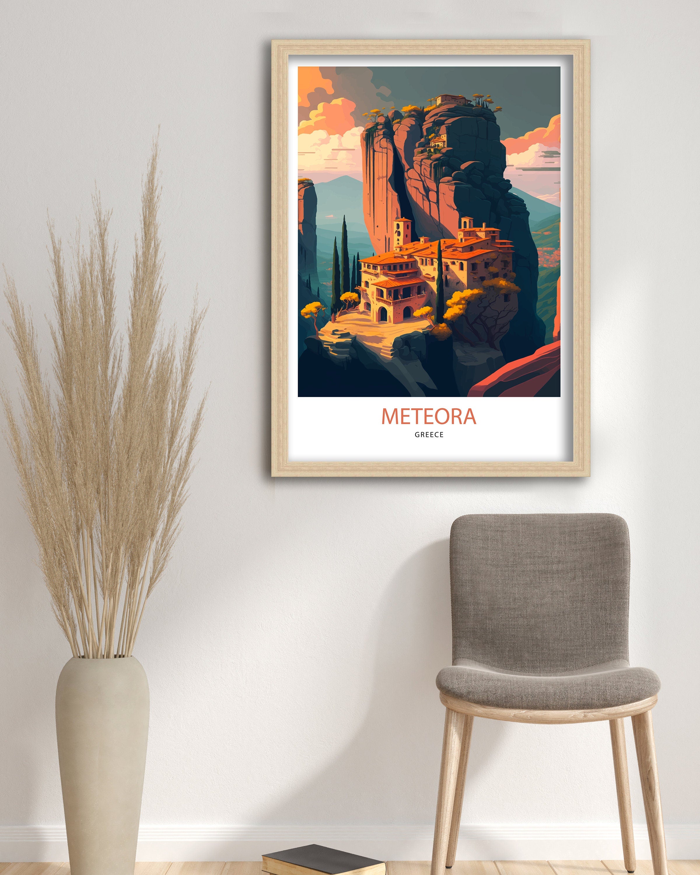 Meteora Monasteries Art Print | Greece Travel Poster