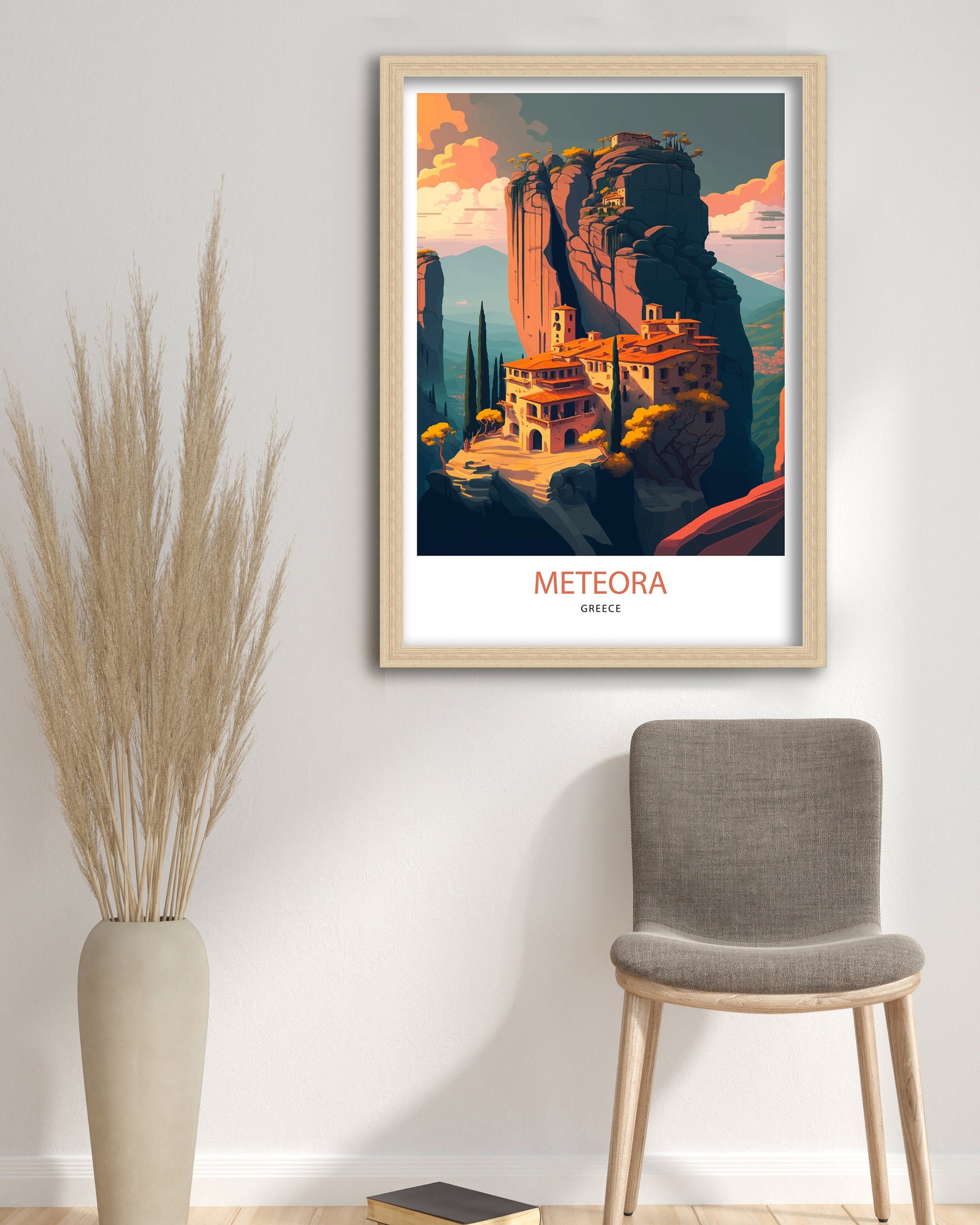 Meteora Monasteries Art Print | Greece Travel Poster