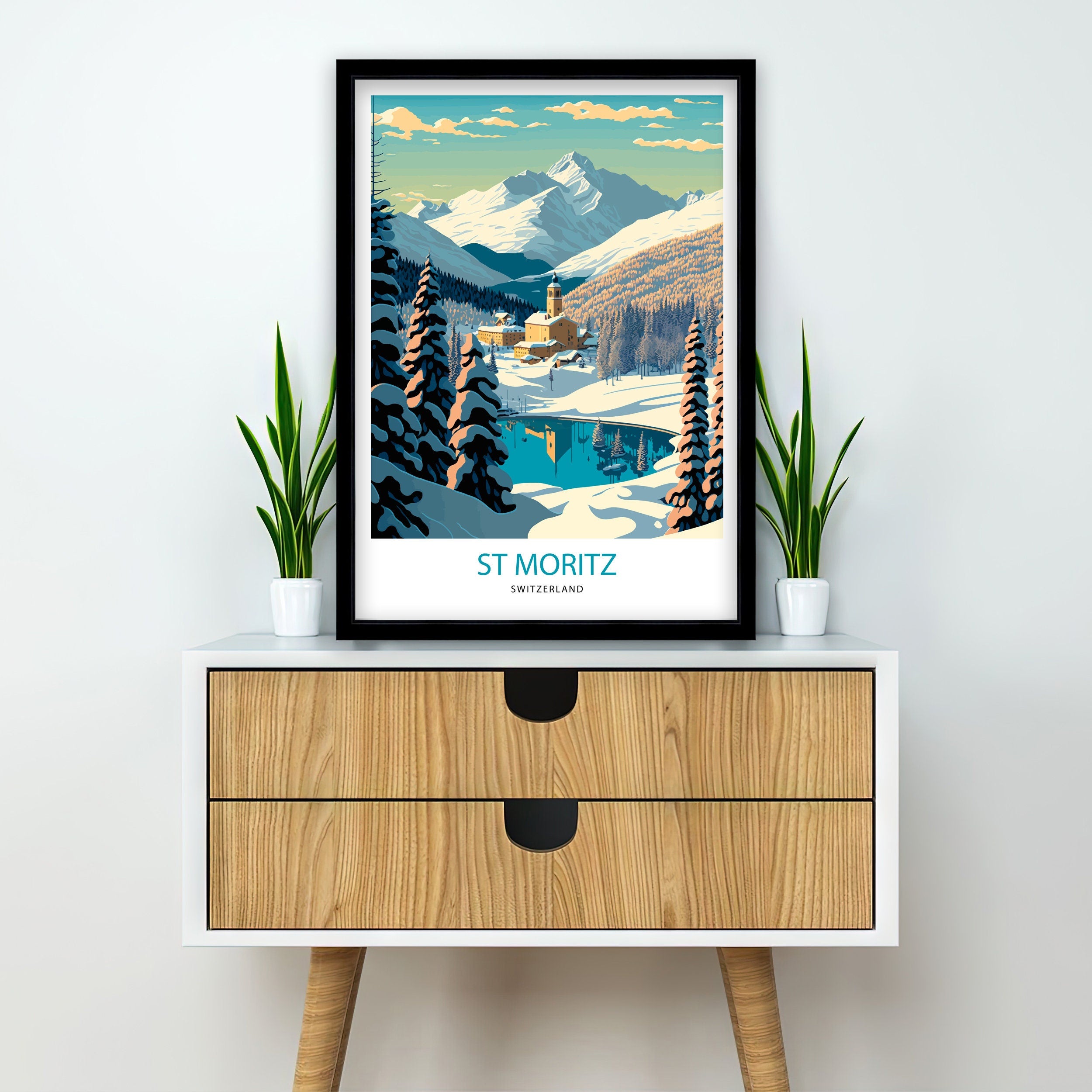 St Moritz Switzerland Art Print | Vintage Travel Poster
