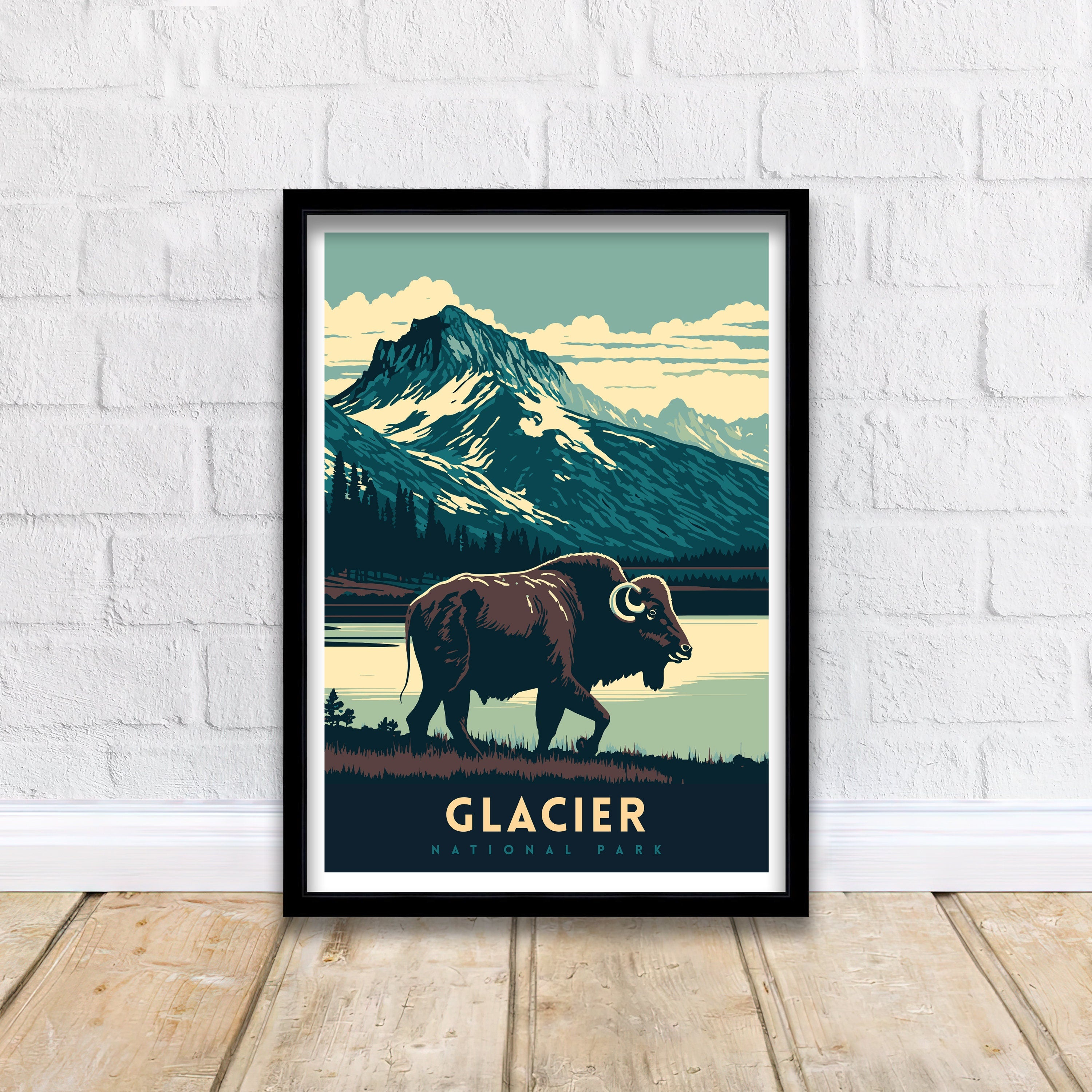 Glacier National Park Poster | Vintage Travel Print
