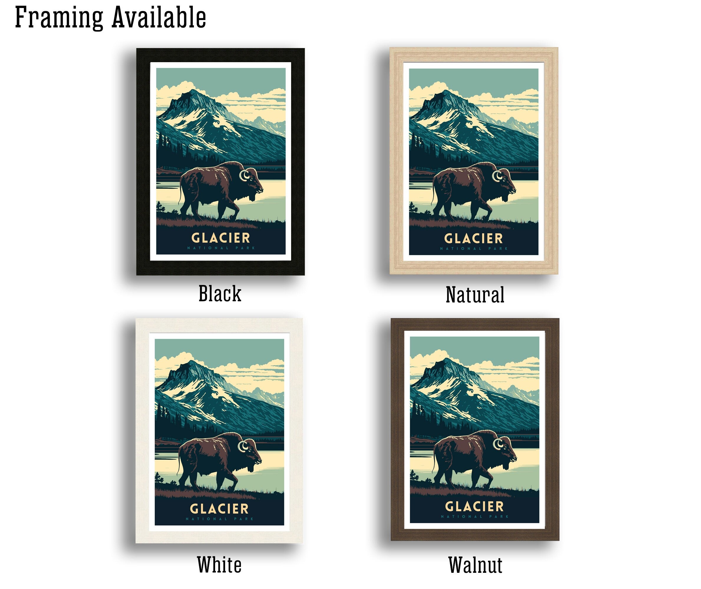 Glacier National Park Poster | Vintage Travel Print