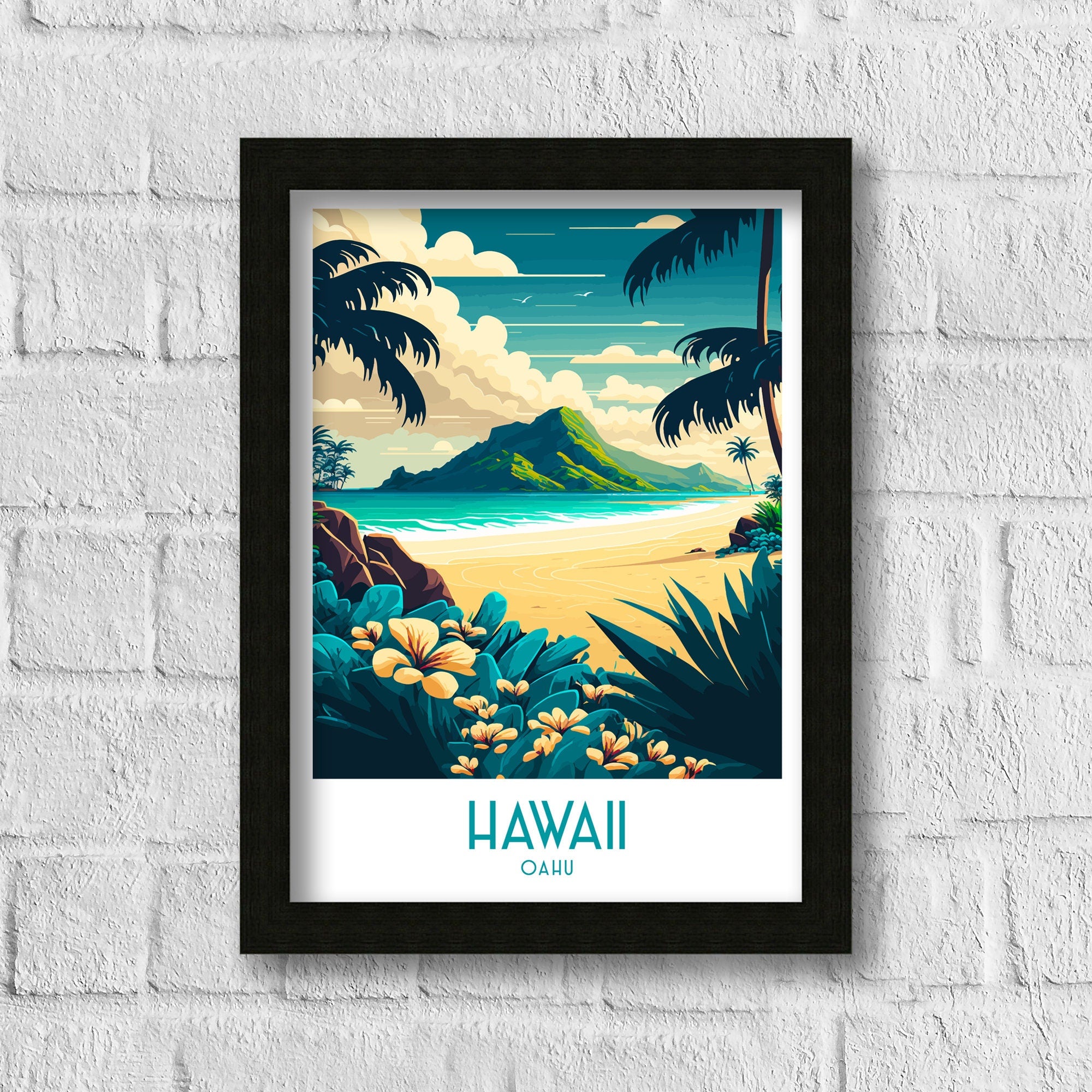 Hawaii Travel Poster | Tropical Beach Art Print