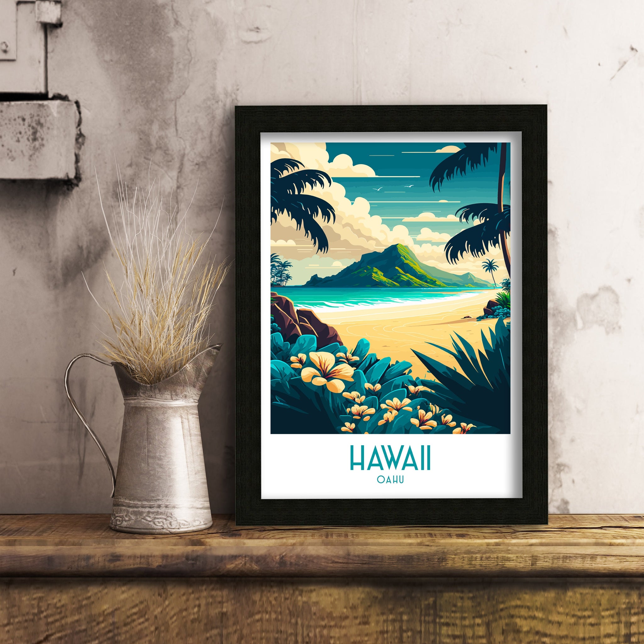 Hawaii Travel Poster | Tropical Beach Art Print