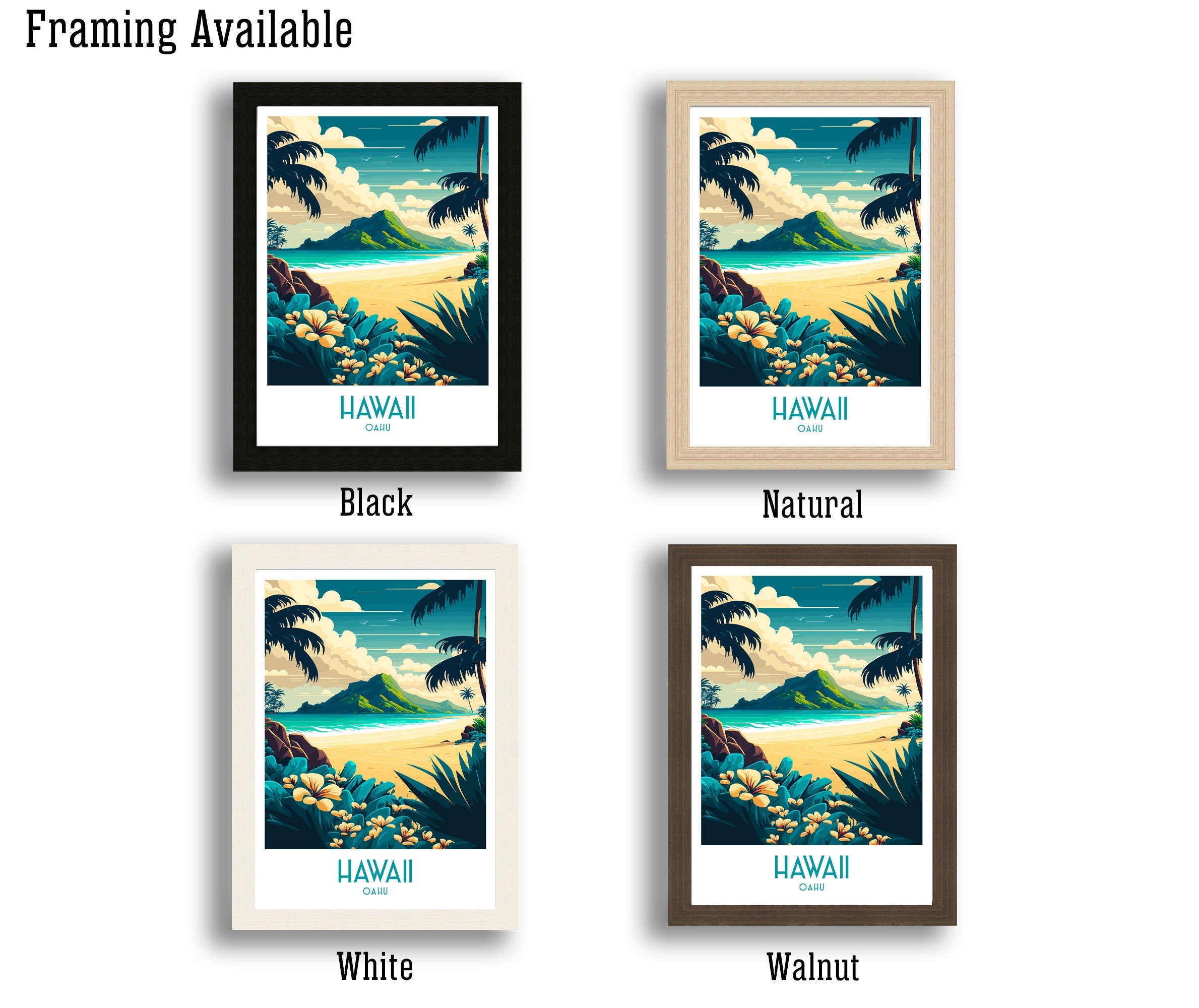Hawaii Travel Poster | Tropical Beach Art Print