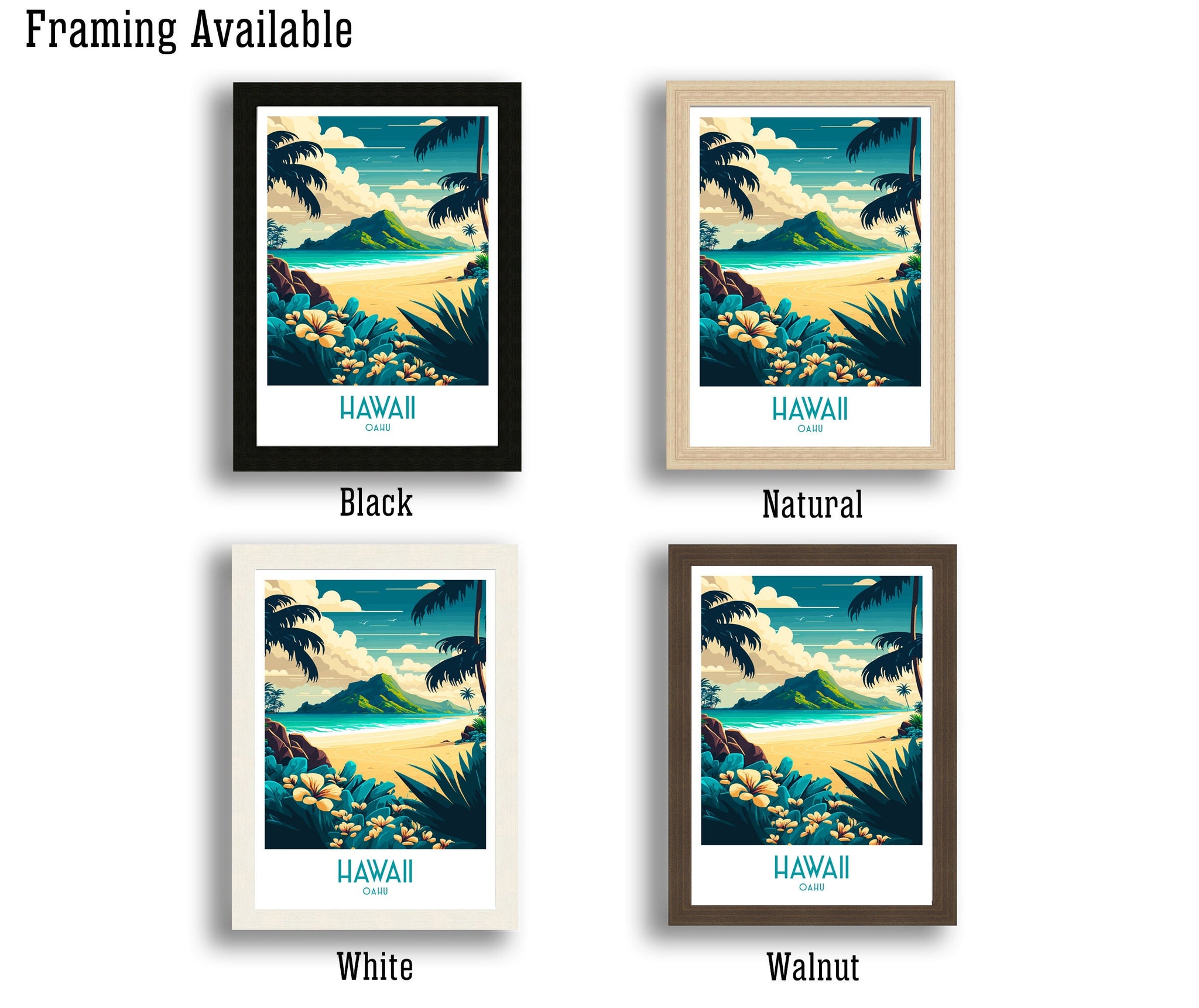 Hawaii Travel Poster | Tropical Beach Art Print