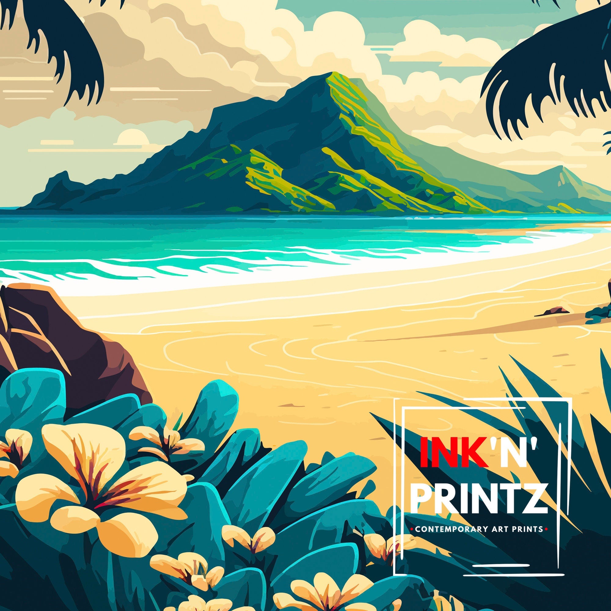 Hawaii Travel Poster | Tropical Beach Art Print