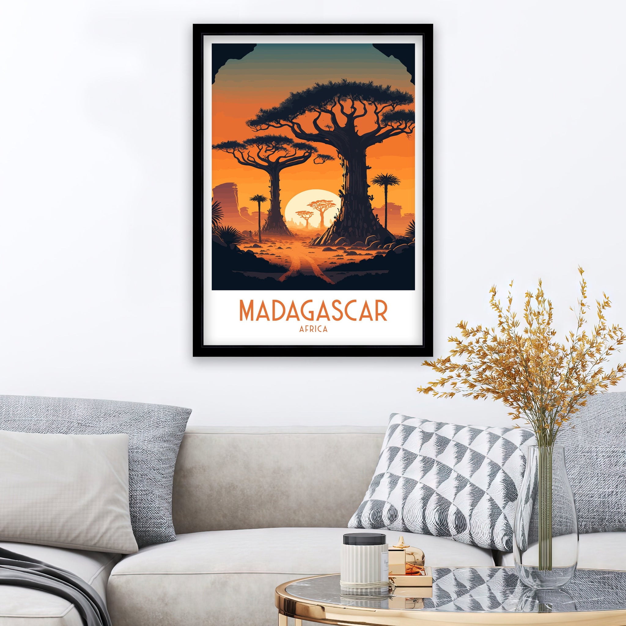 Madagascar Travel Poster | Baobab Trees Art Print