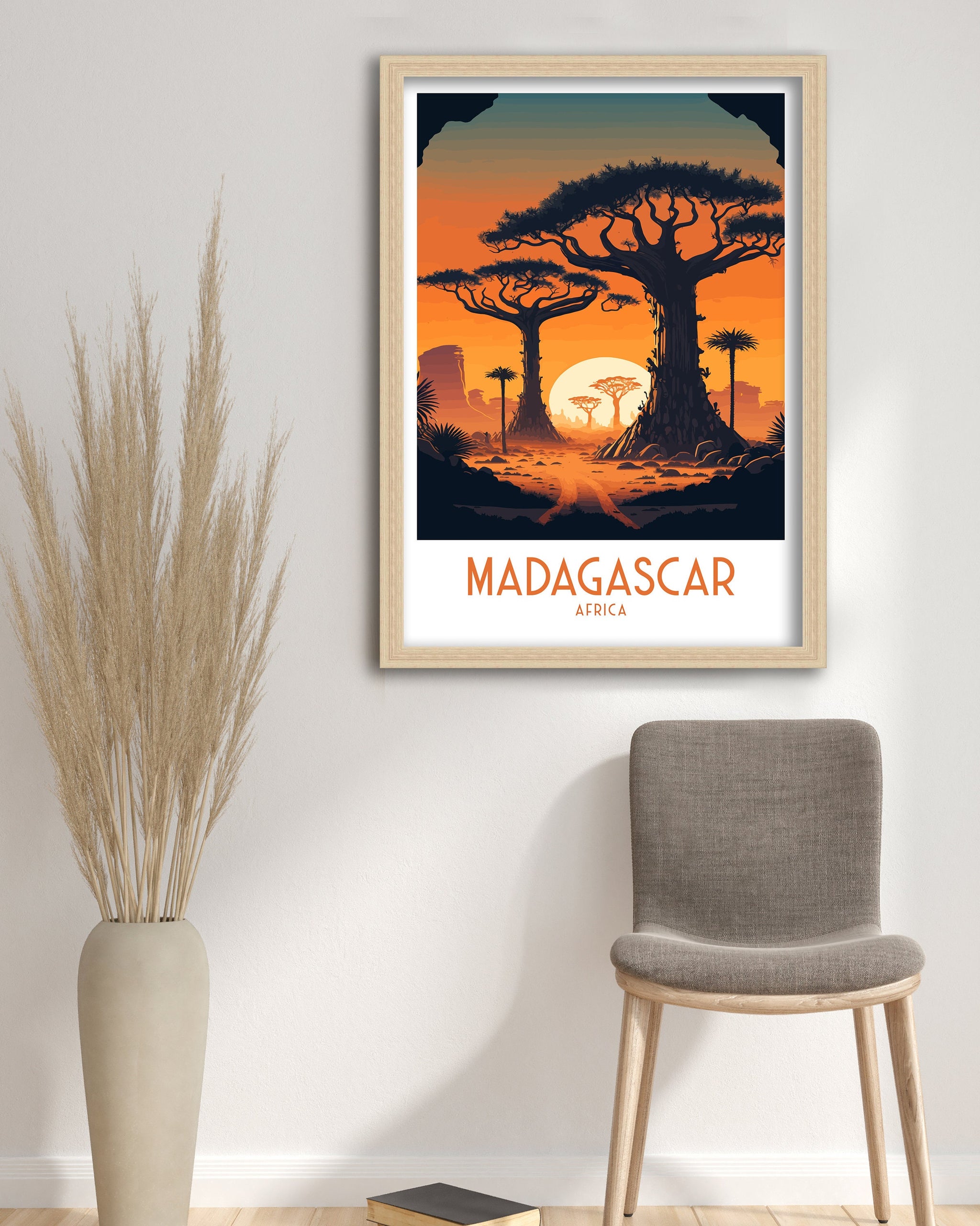Madagascar Travel Poster | Baobab Trees Art Print