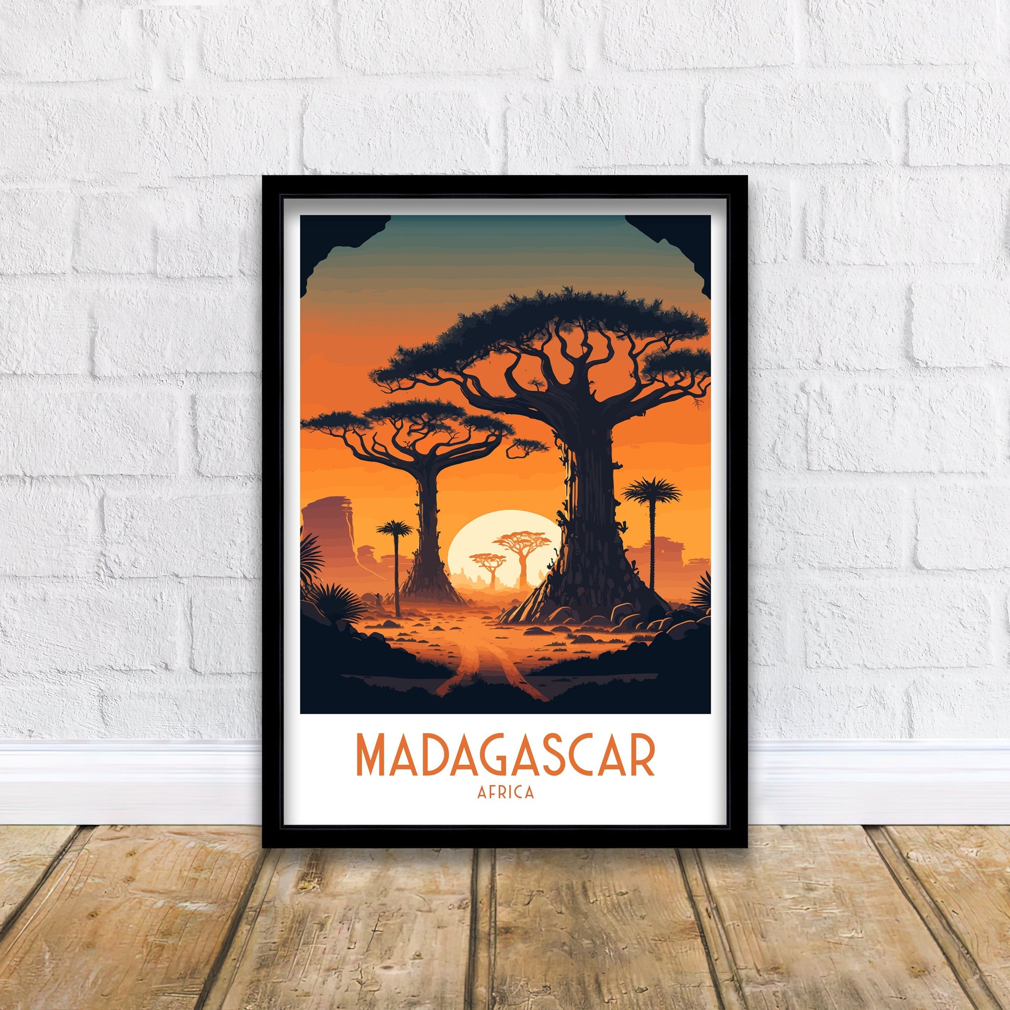 Madagascar Travel Poster | Baobab Trees Art Print