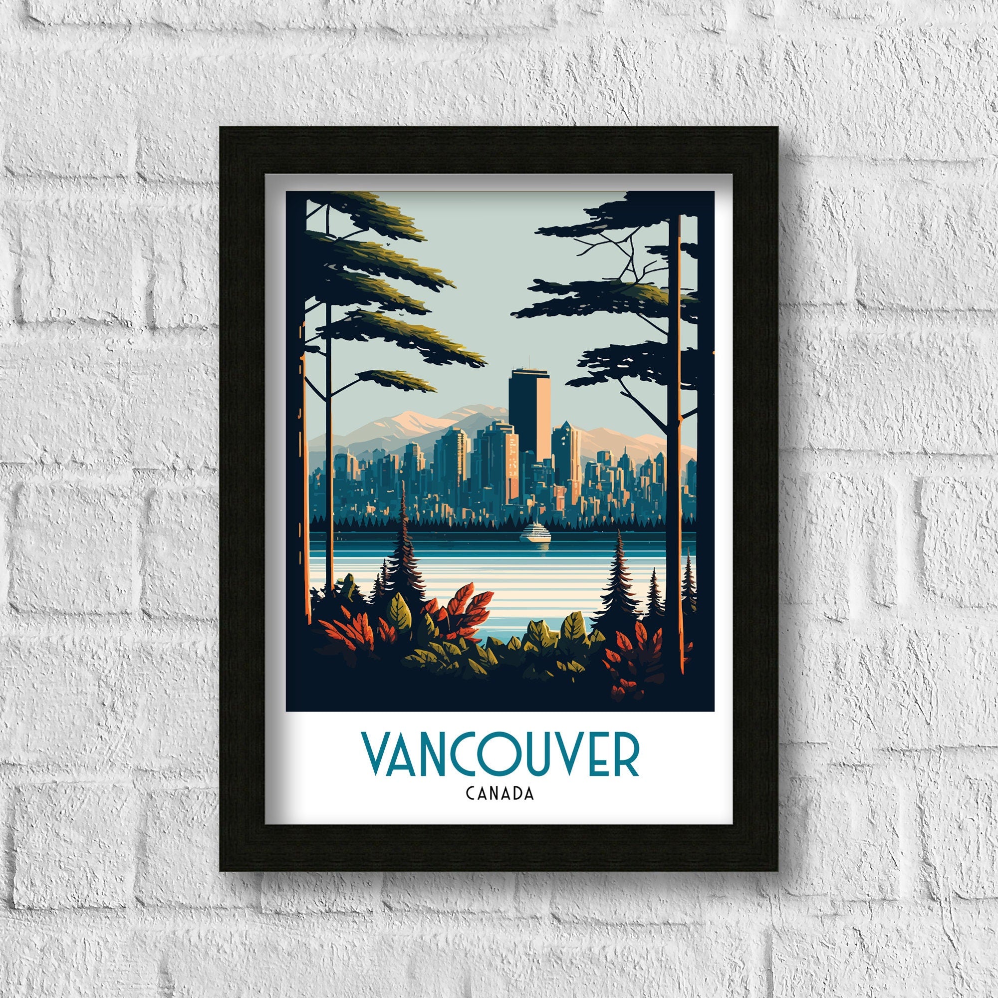 Vancouver Skyline Travel Poster | Pacific Northwest Art Print