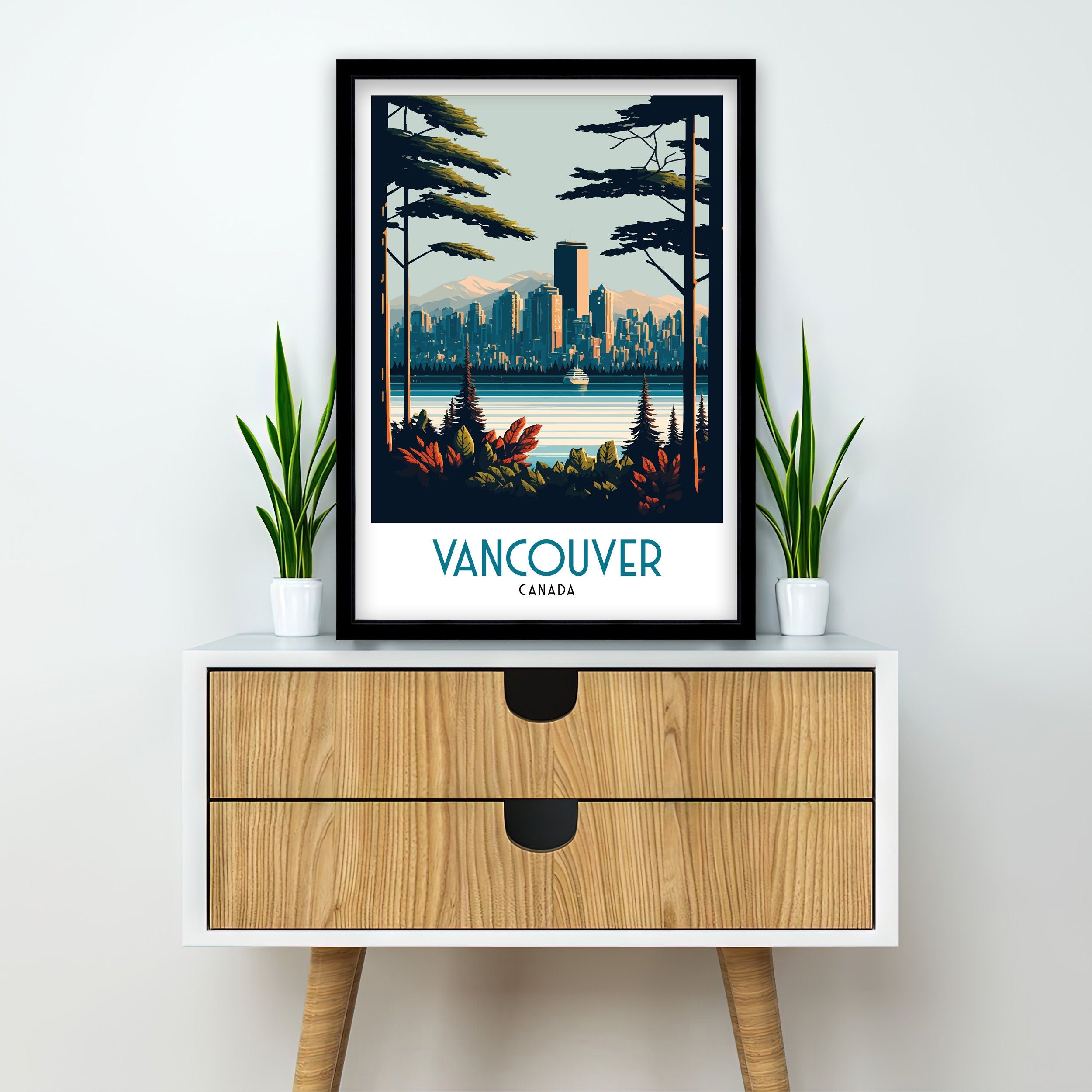 Vancouver Skyline Travel Poster | Pacific Northwest Art Print
