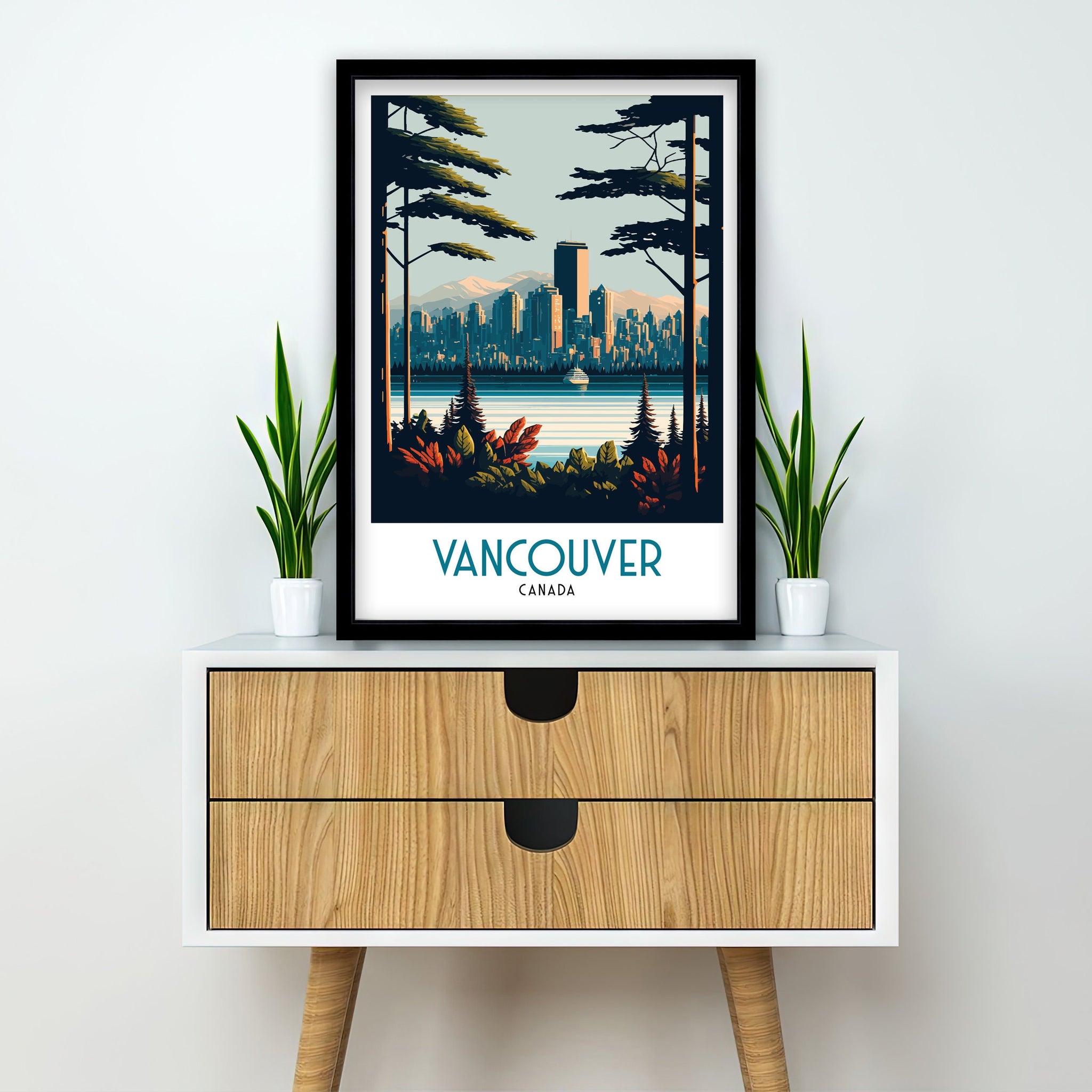 Vancouver Skyline Travel Poster | Pacific Northwest Art Print