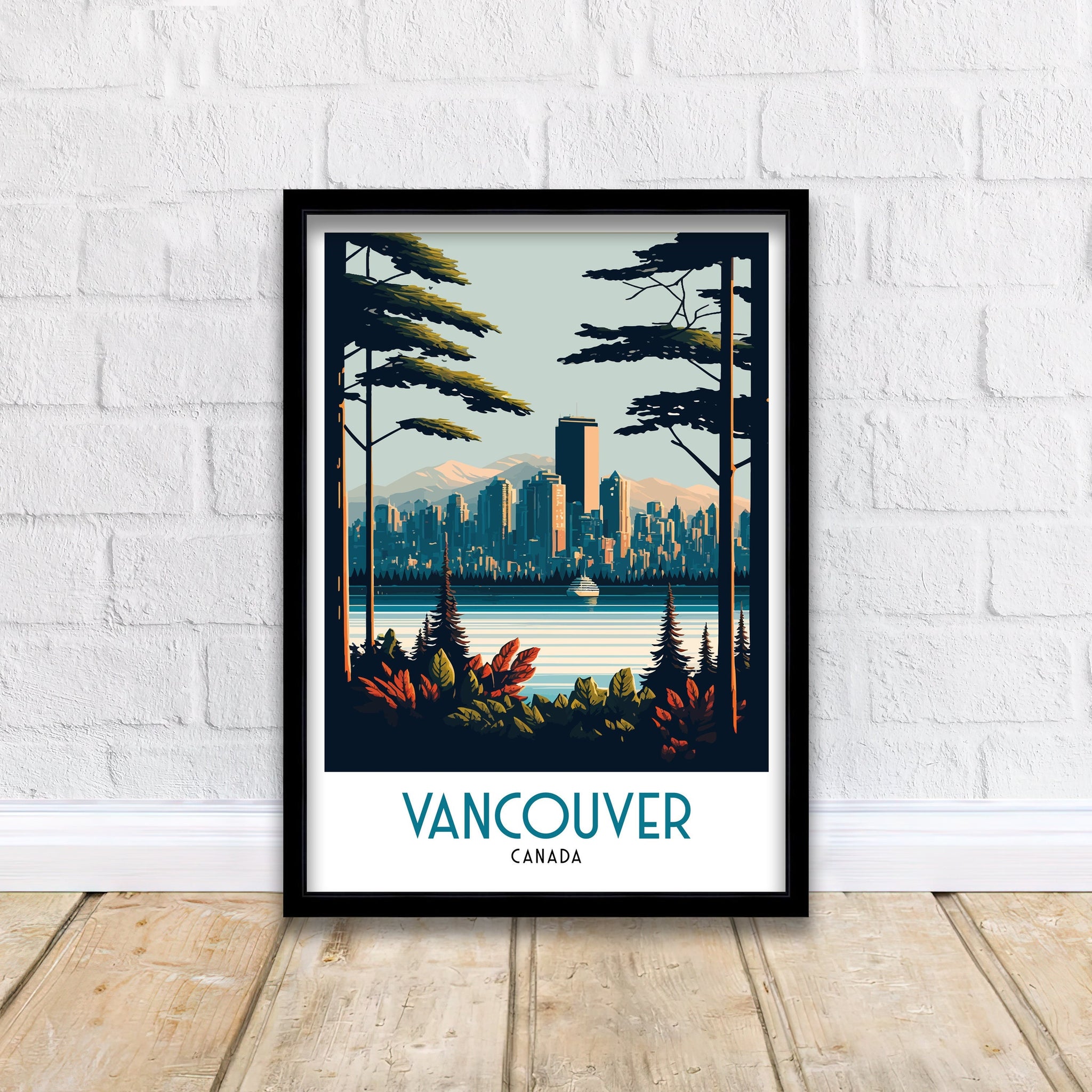 Vancouver Skyline Travel Poster | Pacific Northwest Art Print