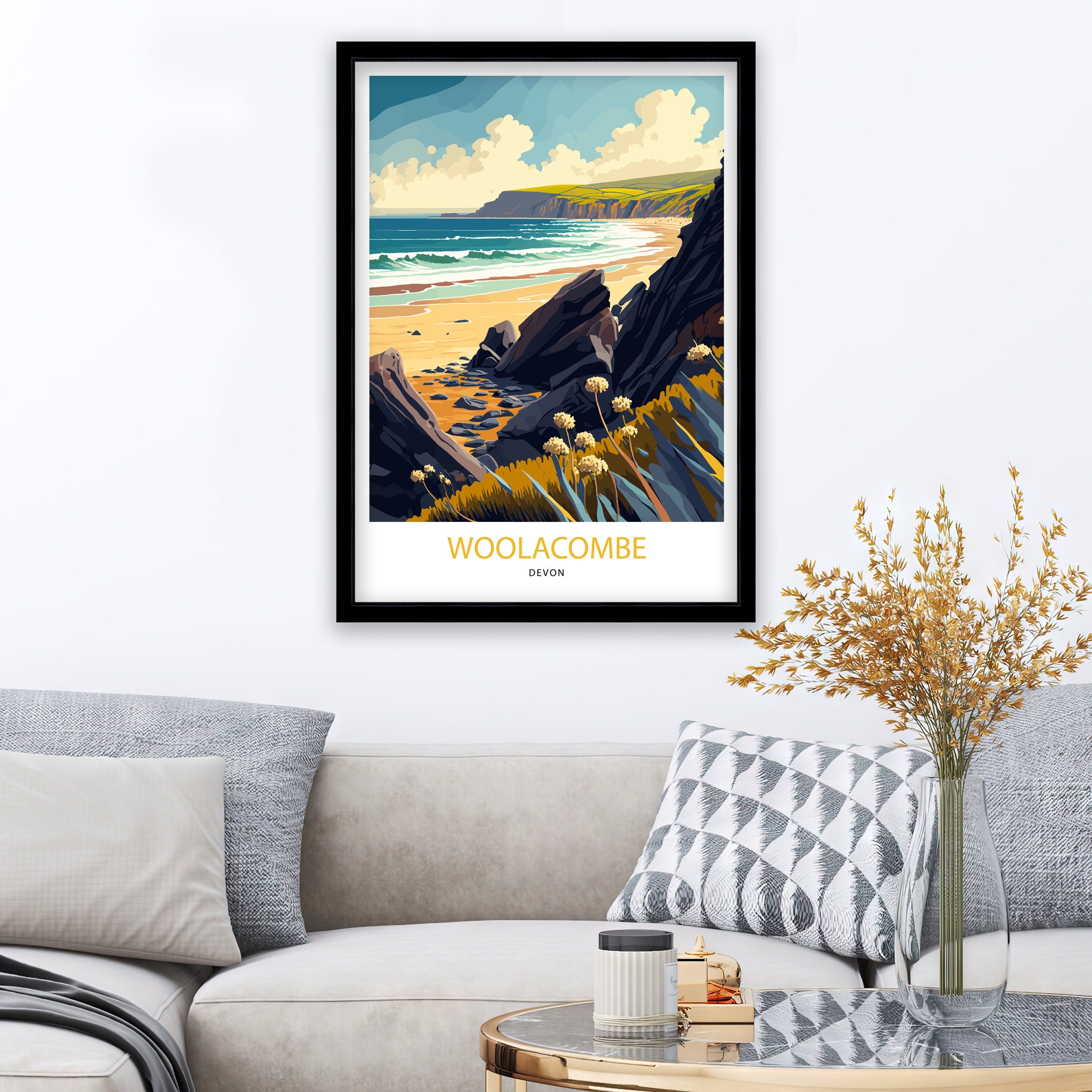 Woolacombe Bay Travel Poster | North Devon Coastal Print